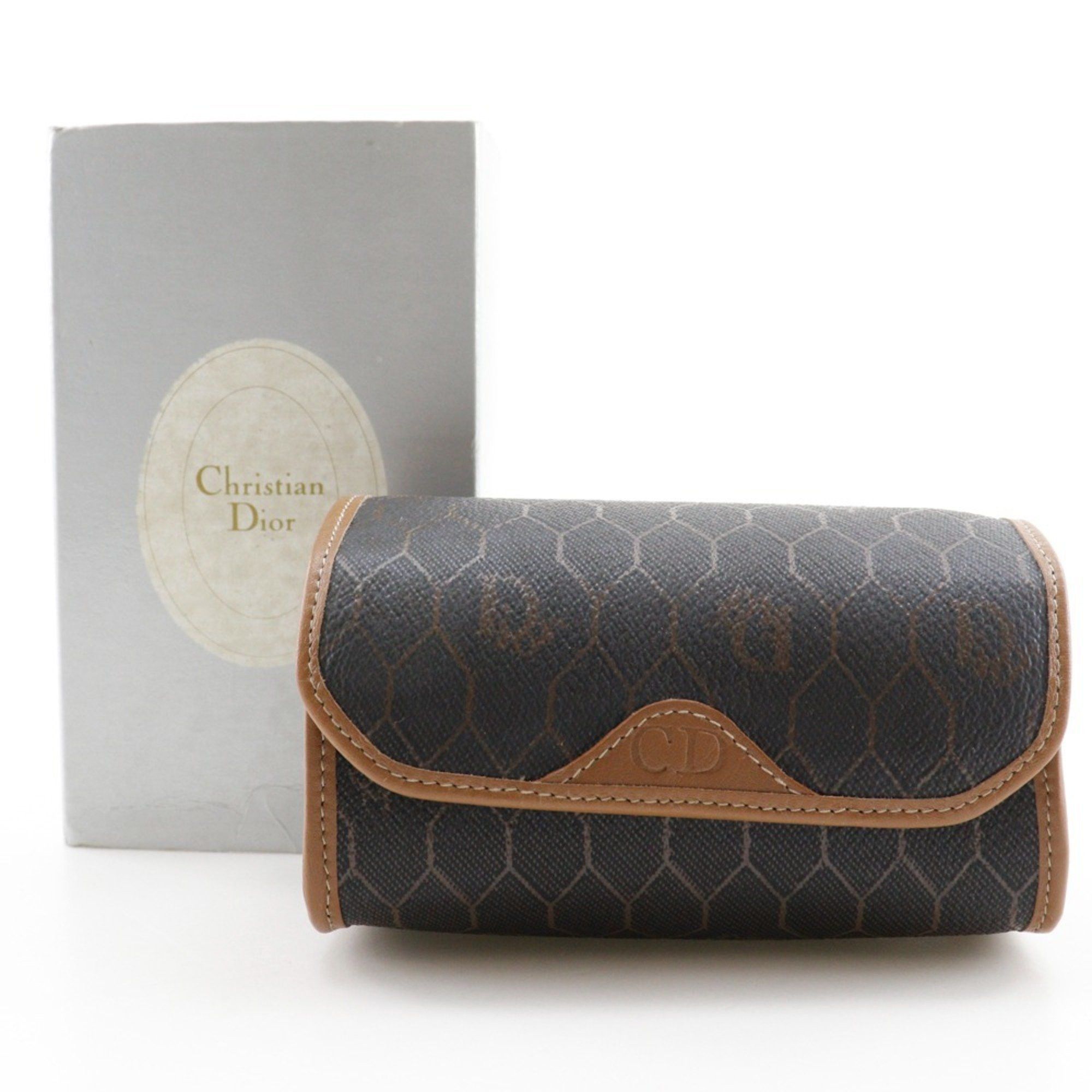 Dior Christian Dior Honeycomb Pattern Pouch, Novelty, PVC, Made in Spain, Brown, Magnetic, Unisex Size ONE SIZE - 11 Thumbnail