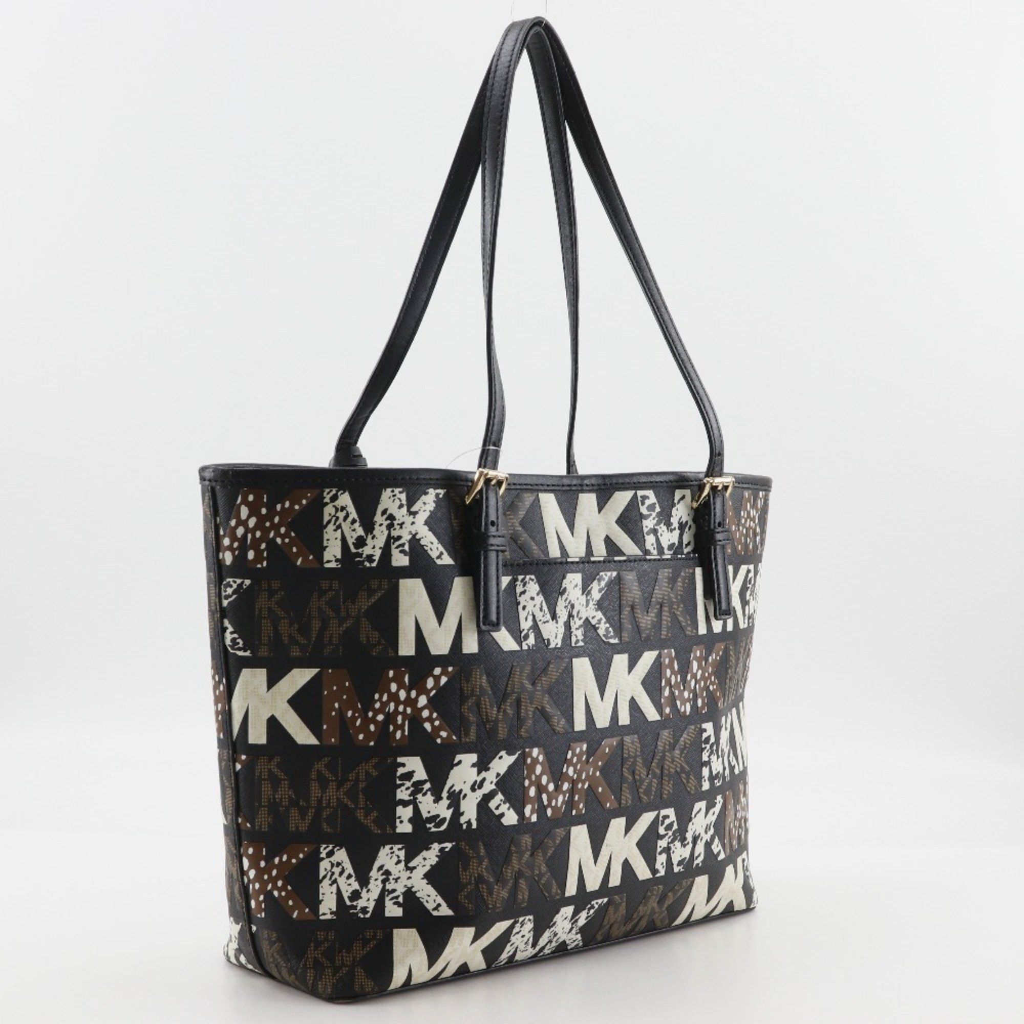 Michael Kors Michael Kors Jet Set Travel Tote Bag, Graphic Logo, 35F1GTVT2L, PVC, Black, A4 Size, Open, Women's Size ONE SIZE - 3 Thumbnail
