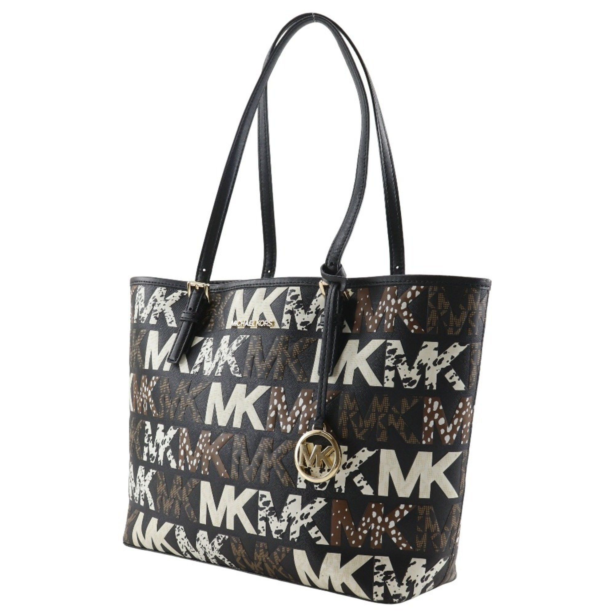 Michael Kors Michael Kors Jet Set Travel Tote Bag, Graphic Logo, 35F1GTVT2L, PVC, Black, A4 Size, Open, Women's Size ONE SIZE - 2 Thumbnail