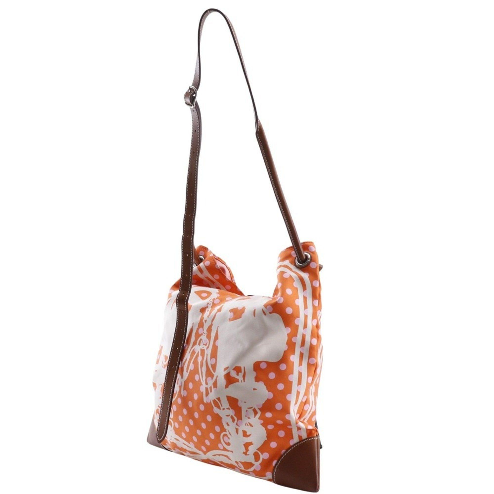 Hermes Hermes Hermès Silky City PM Shoulder Bag, Brides de Gala, Polka Dot Silk, 2018, Orange, C A5, Open, Women's Size ONE SIZE - 2 Thumbnail