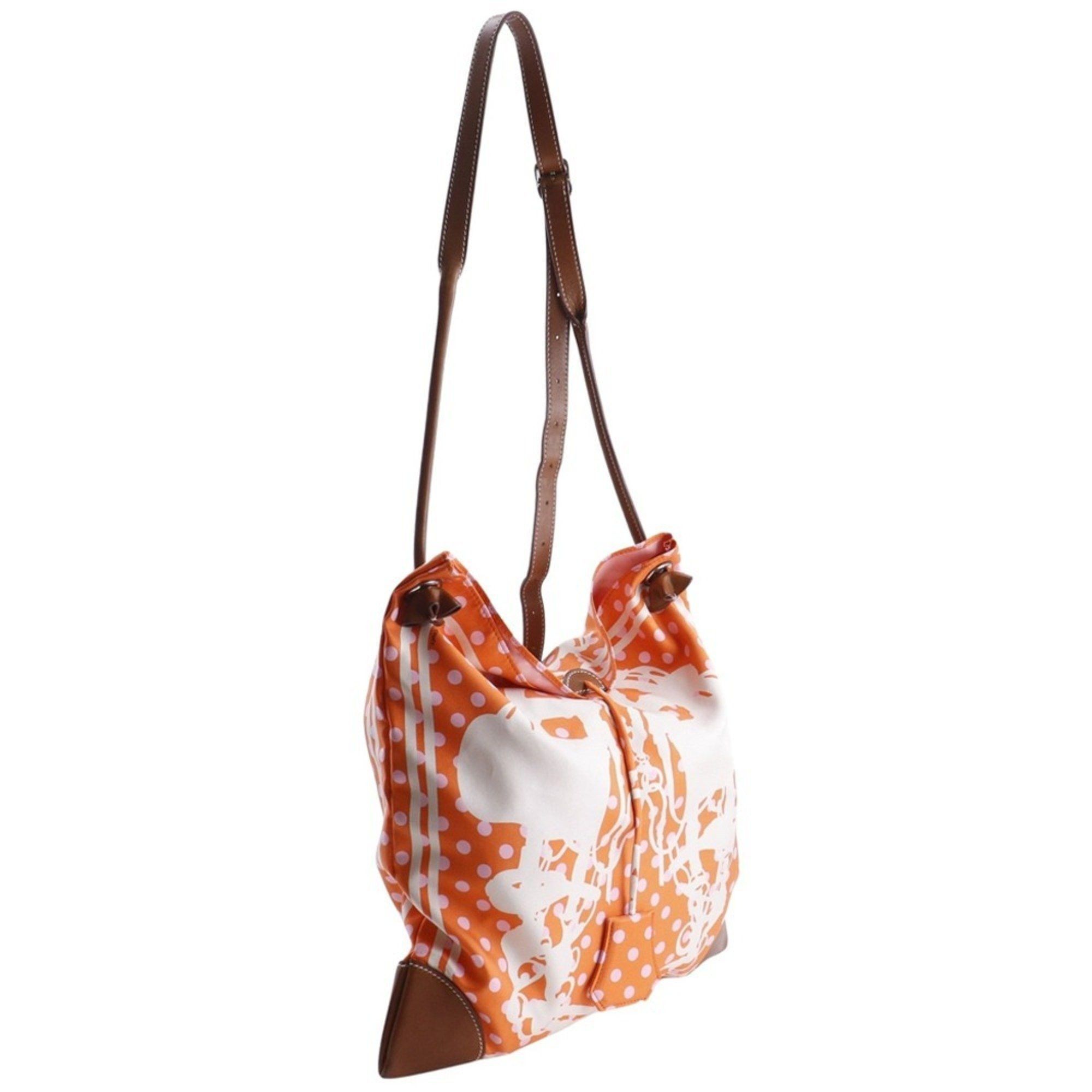 Hermes Hermes Hermès Silky City PM Shoulder Bag, Brides de Gala, Polka Dot Silk, 2018, Orange, C A5, Open, Women's Size ONE SIZE - 3 Thumbnail
