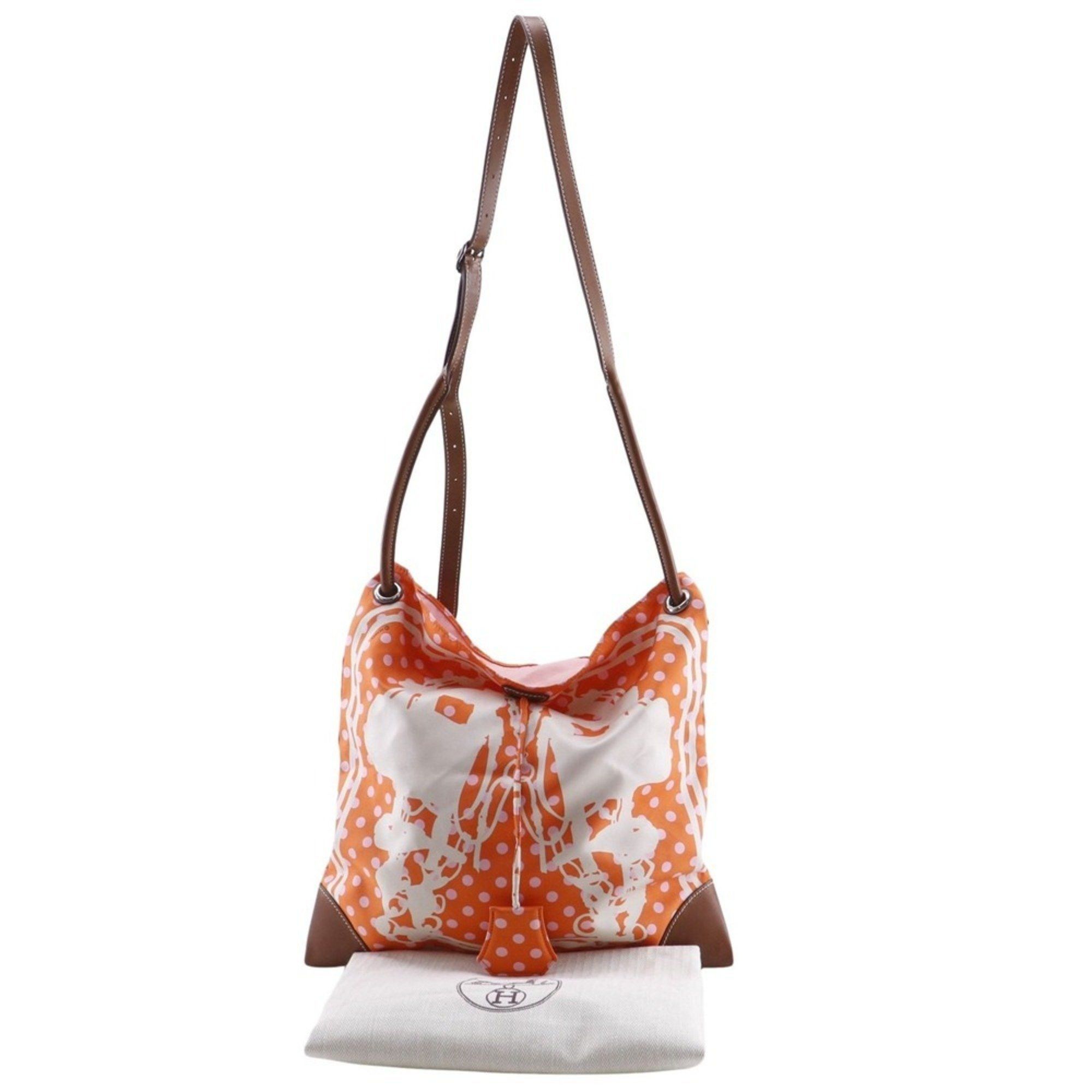 Hermes Hermes Hermès Silky City PM Shoulder Bag, Brides de Gala, Polka Dot Silk, 2018, Orange, C A5, Open, Women's Size ONE SIZE - 19 Thumbnail