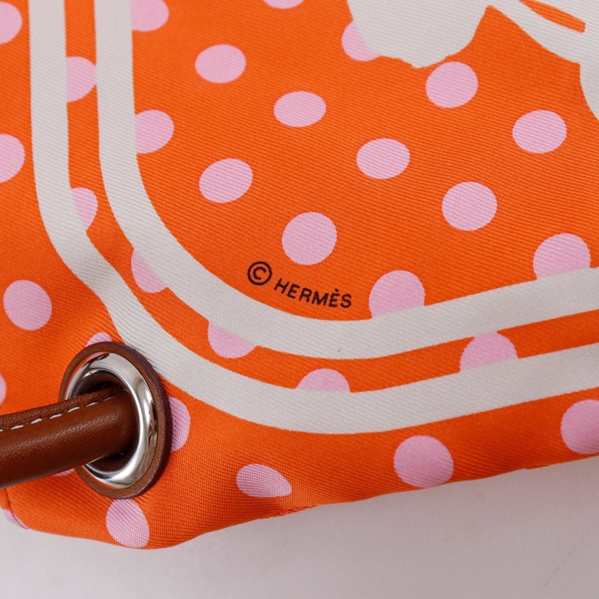 Hermes Hermes Hermès Silky City PM Shoulder Bag, Brides de Gala, Polka Dot Silk, 2018, Orange, C A5, Open, Women's Size ONE SIZE - 12 Thumbnail
