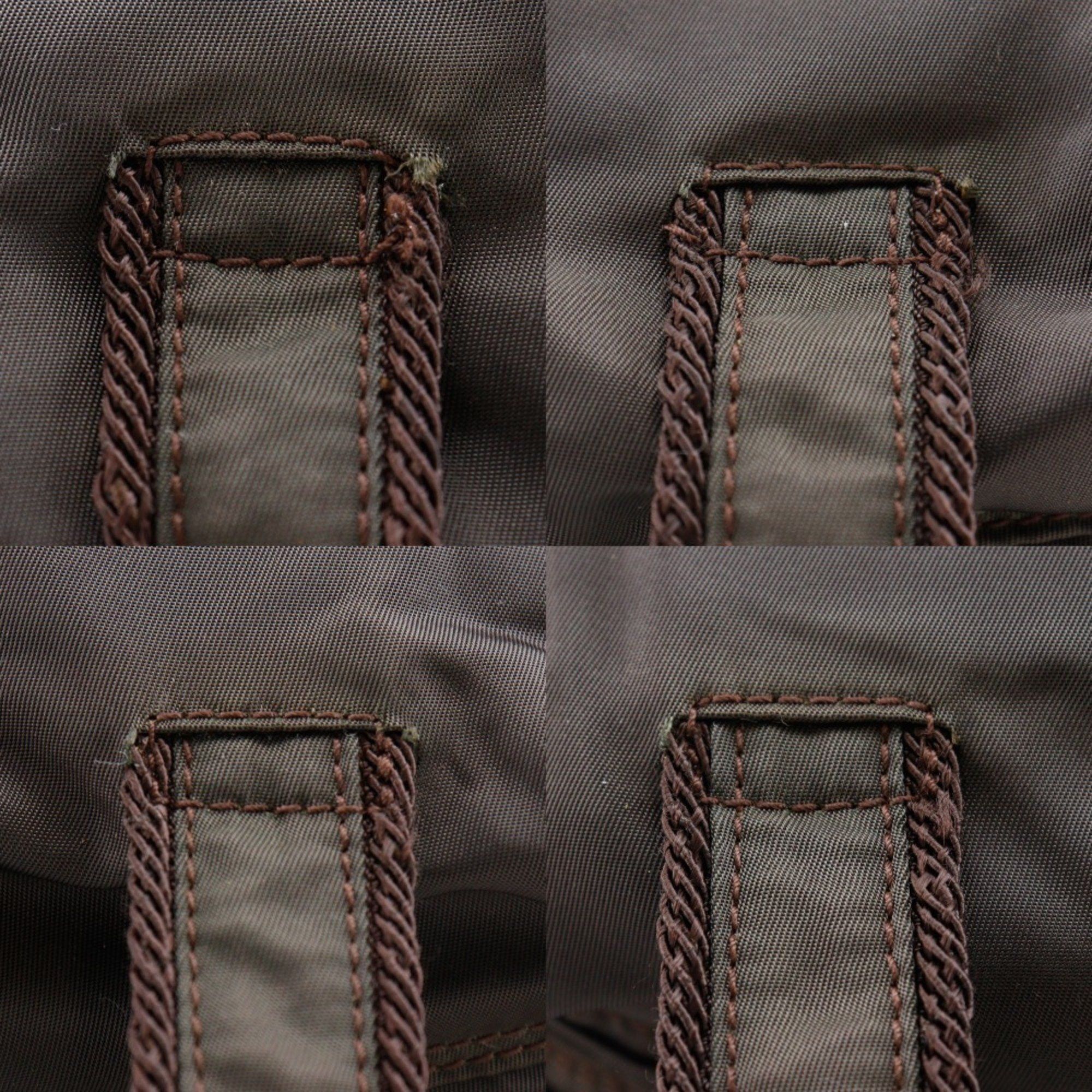 Prada Prada Beaded Logo Handbag B3763, Brown Nylon, A5 Size, Zipper, Beads Logo, Women's Size ONE SIZE - 13 Thumbnail