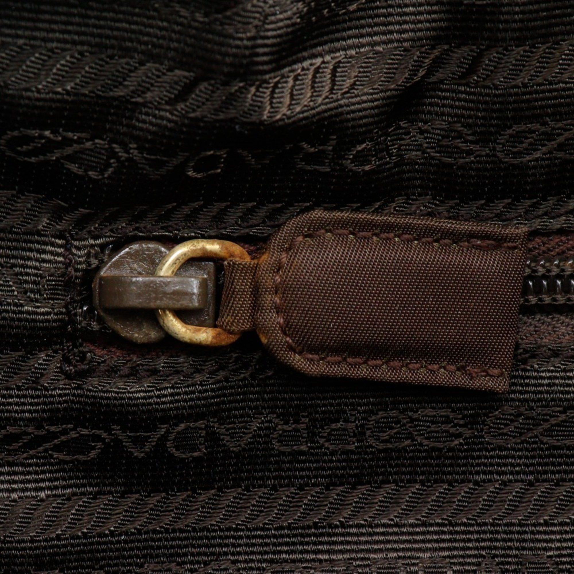Prada Prada Beaded Logo Handbag B3763, Brown Nylon, A5 Size, Zipper, Beads Logo, Women's Size ONE SIZE - 12 Thumbnail