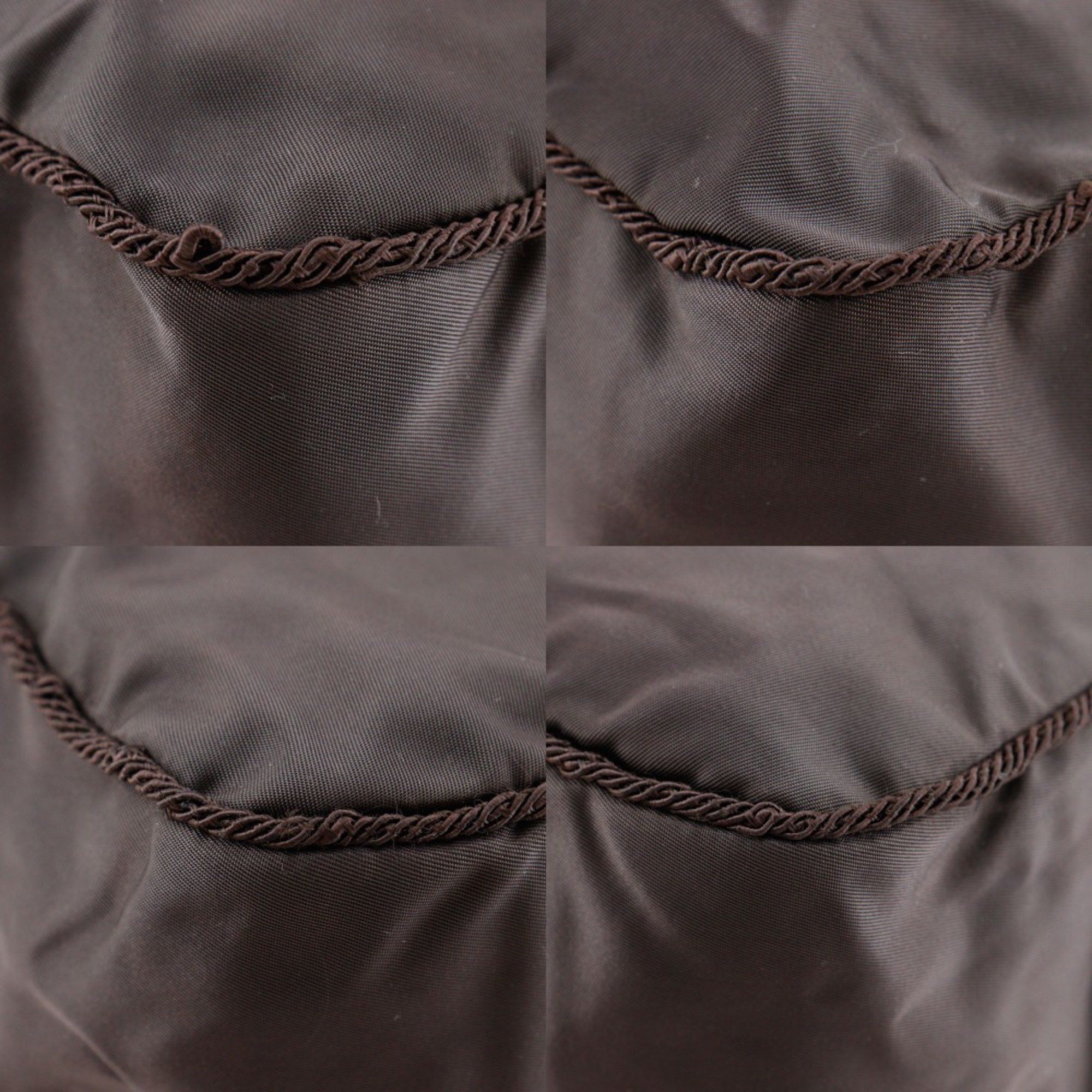 Prada Prada Beaded Logo Handbag B3763, Brown Nylon, A5 Size, Zipper, Beads Logo, Women's Size ONE SIZE - 4 Thumbnail