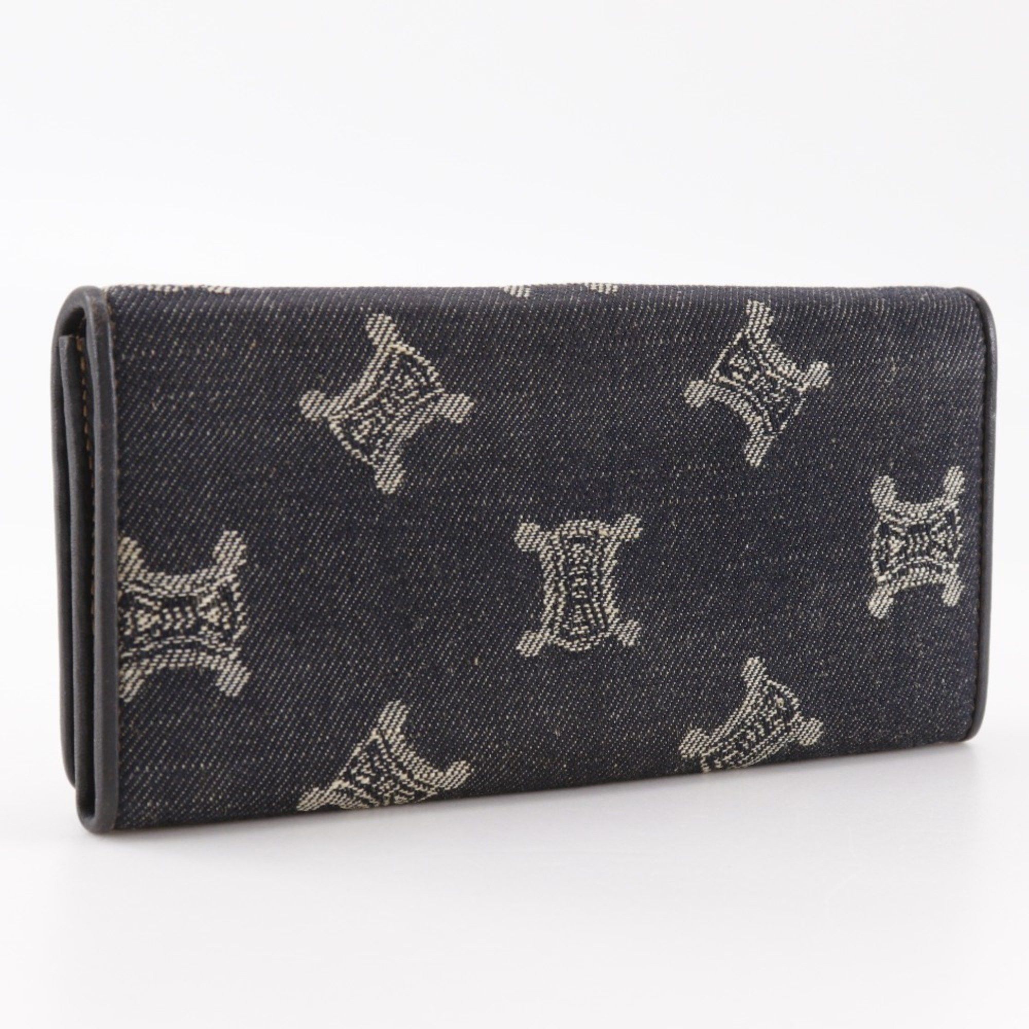 Celine Celine Triomphe long wallet in navy blue denim with snap buttons for women Size ONE SIZE - 3 Thumbnail
