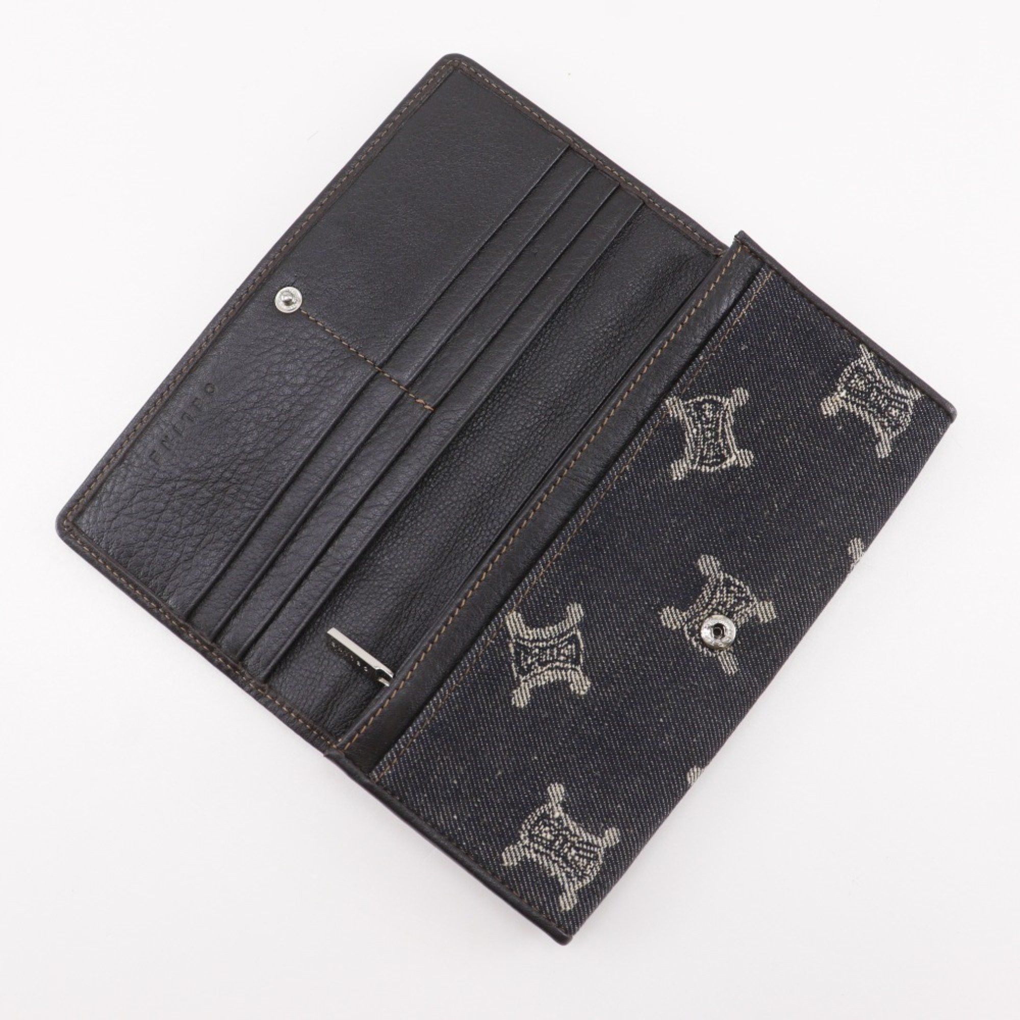 Celine Celine Triomphe long wallet in navy blue denim with snap buttons for women Size ONE SIZE - 8 Thumbnail