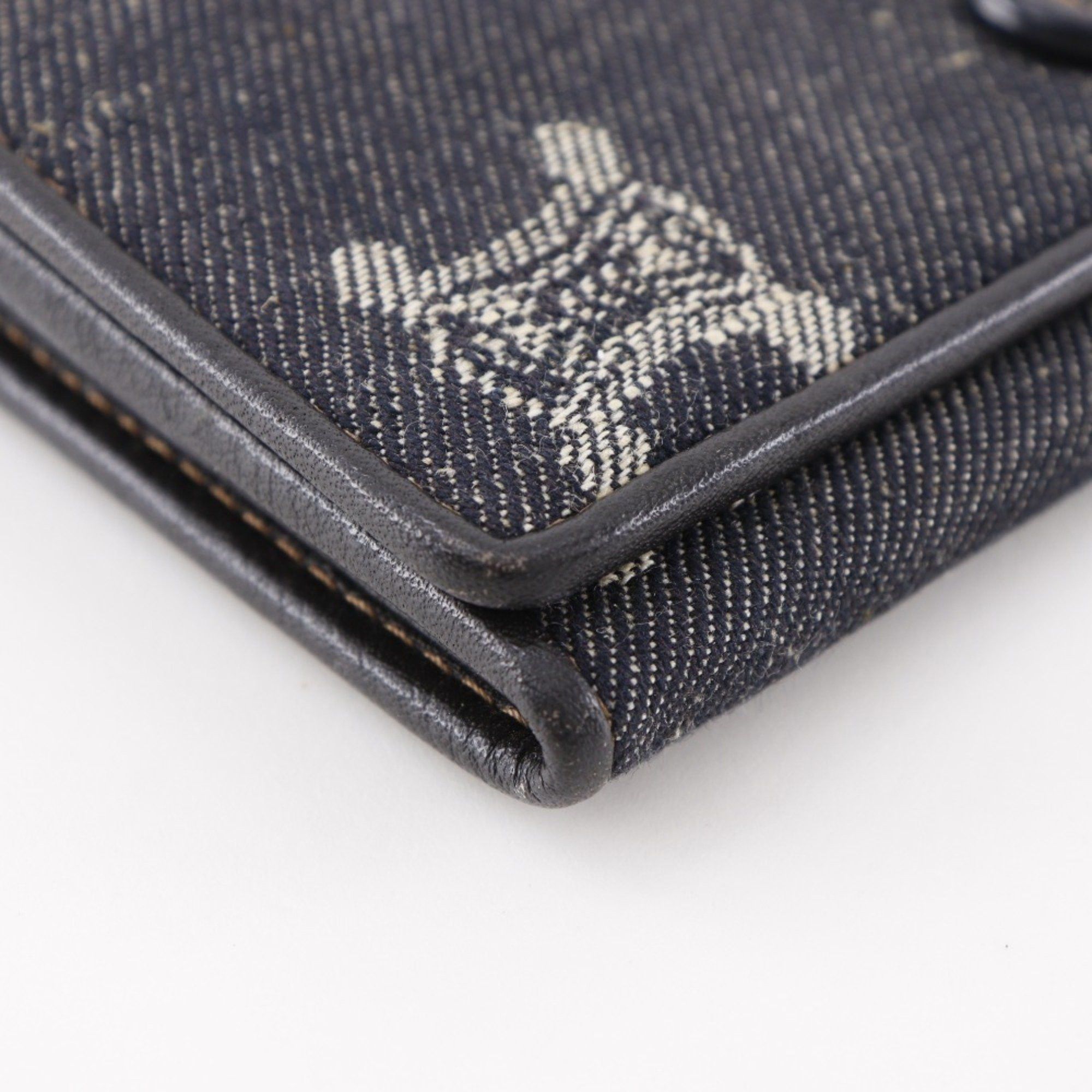 Celine Celine Triomphe long wallet in navy blue denim with snap buttons for women Size ONE SIZE - 4 Thumbnail