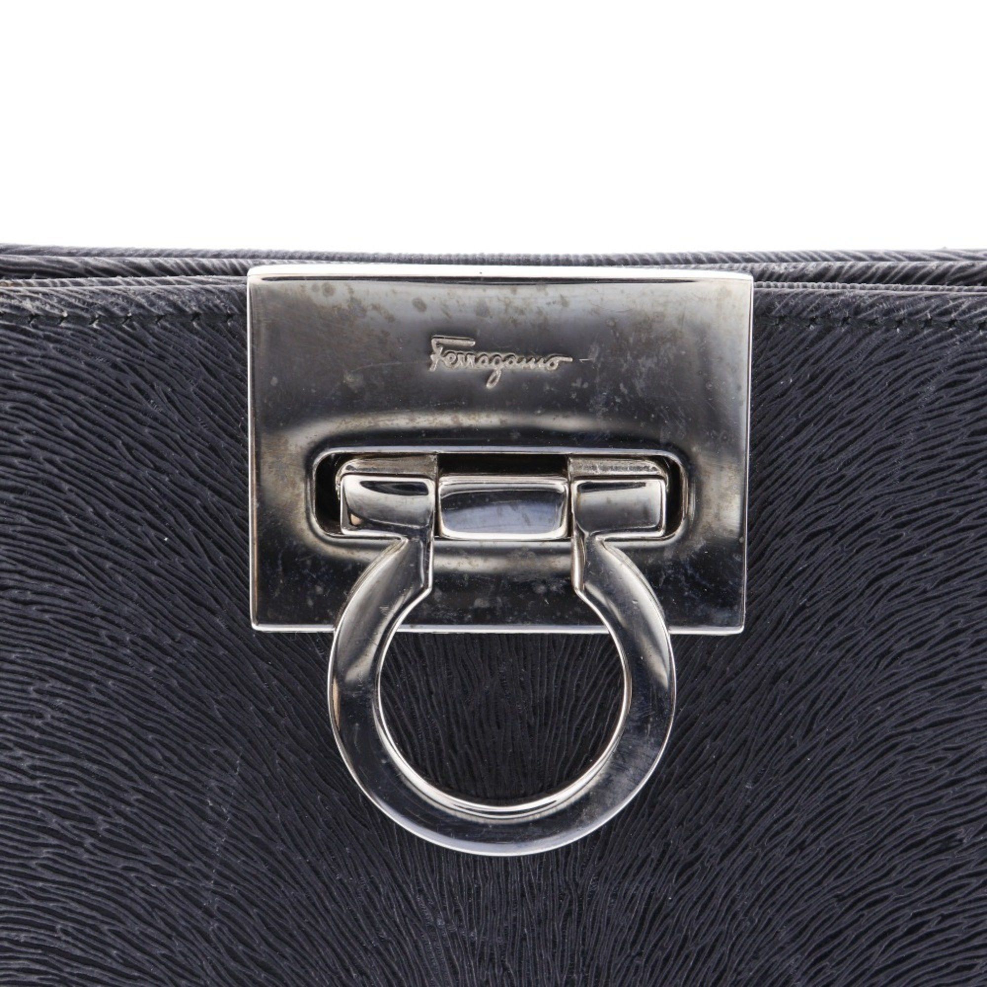 Salvatore Ferragamo Salvatore Ferragamo Gancini 3-Way Handbag DX-21 8674, Embossed Leather, Gray, 3-Way, A5 Size, Open, Women's Size ONE SIZE - 15 Thumbnail