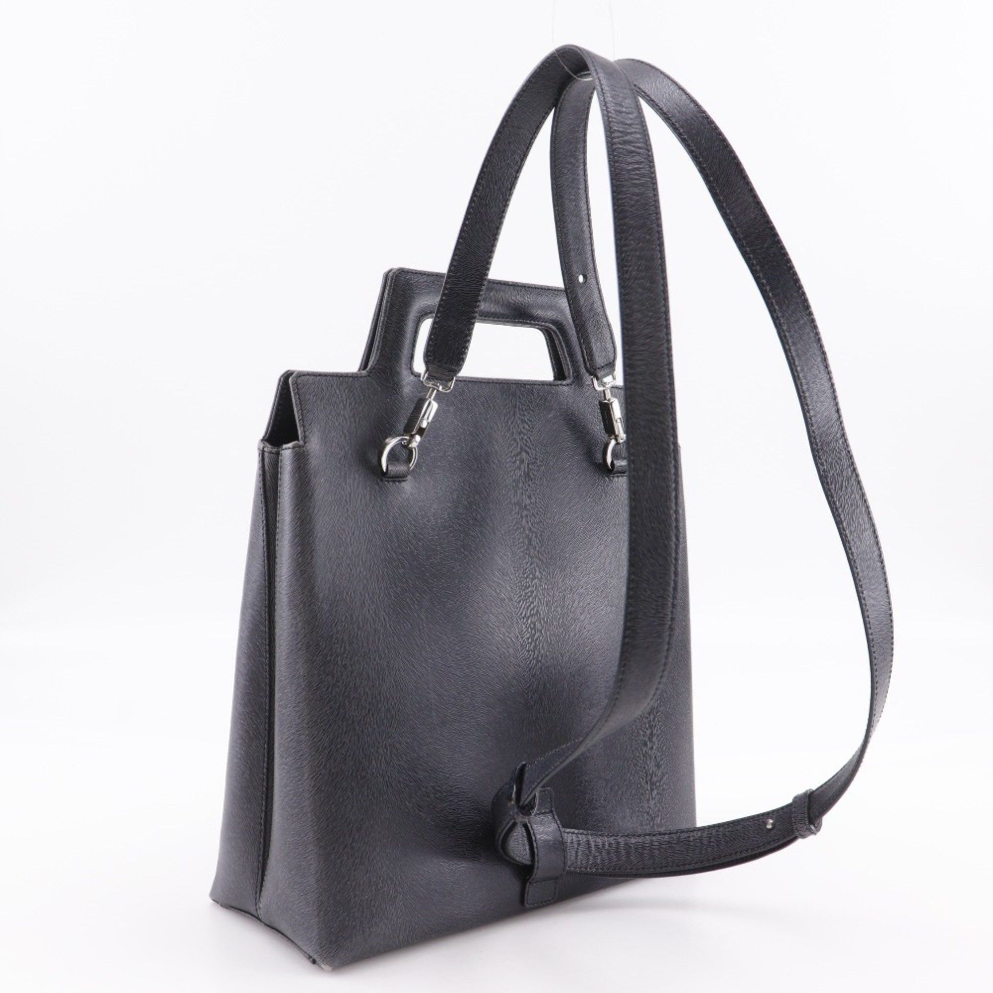 Salvatore Ferragamo Salvatore Ferragamo Gancini 3-Way Handbag DX-21 8674, Embossed Leather, Gray, 3-Way, A5 Size, Open, Women's Size ONE SIZE - 3 Thumbnail