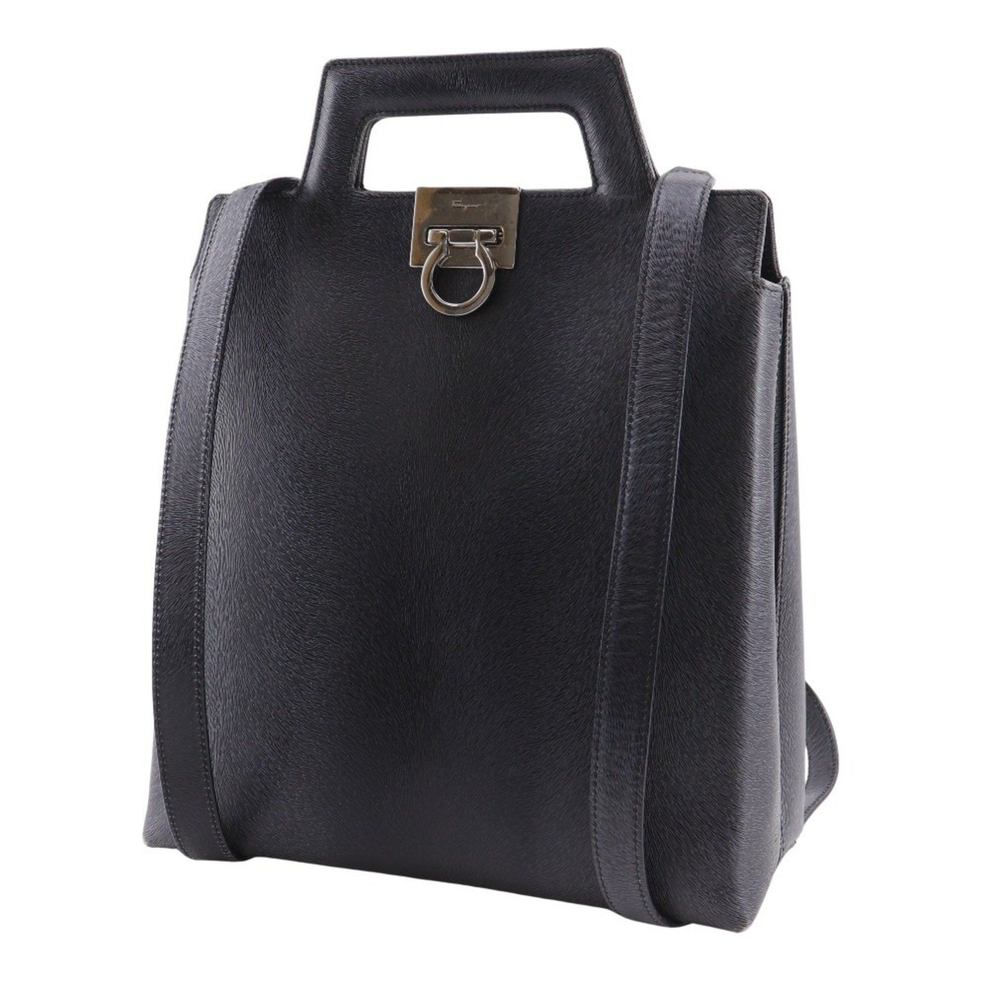 Salvatore Ferragamo Salvatore Ferragamo Gancini 3-Way Handbag DX-21 8674, Embossed Leather, Gray, 3-Way, A5 Size, Open, Women's Size ONE SIZE - 2 Thumbnail