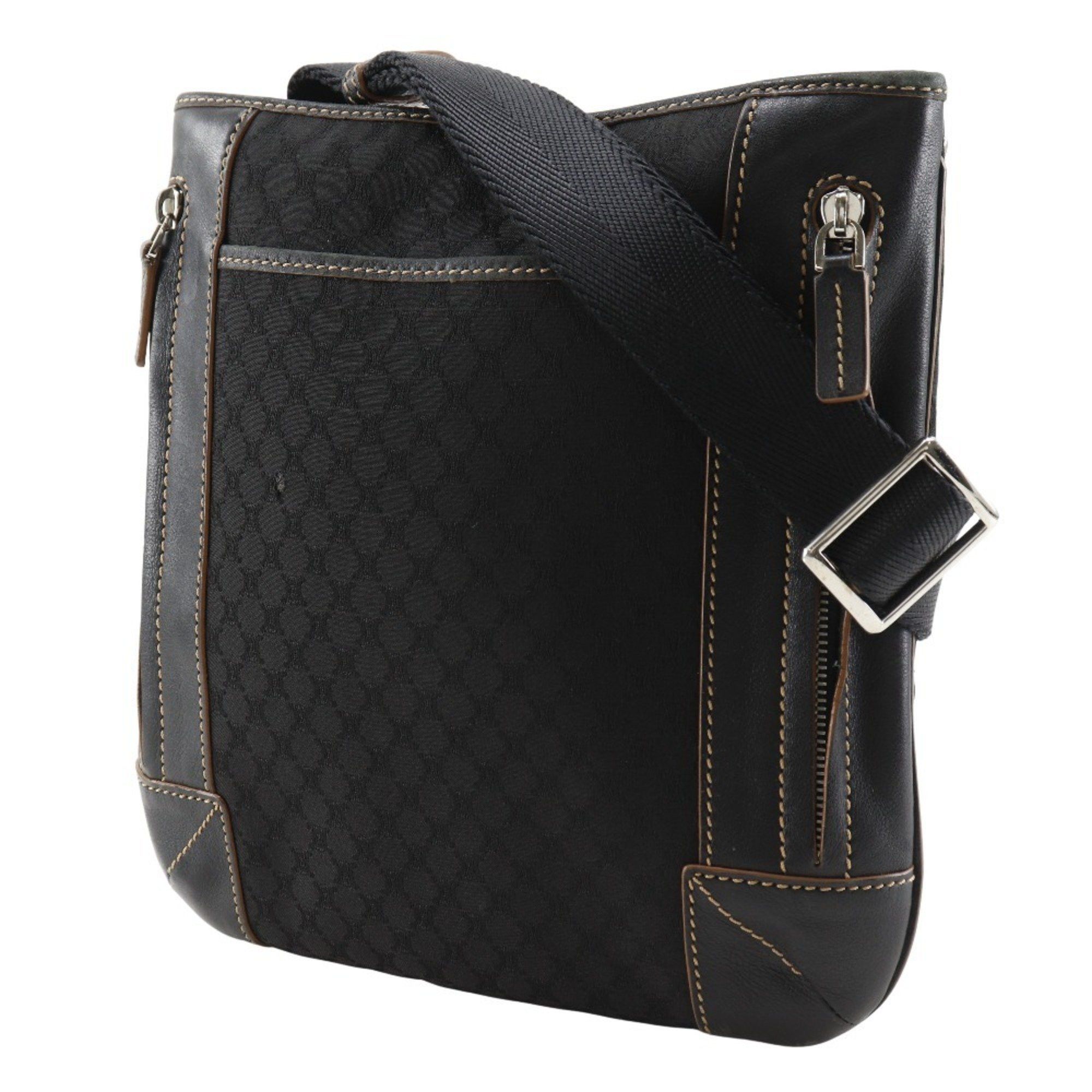Celine Celine Macadam Shoulder Bag 157112JBU, Nylon Canvas and Leather, Black, A5 Size, Zipper, Unisex Size ONE SIZE - 2 Thumbnail