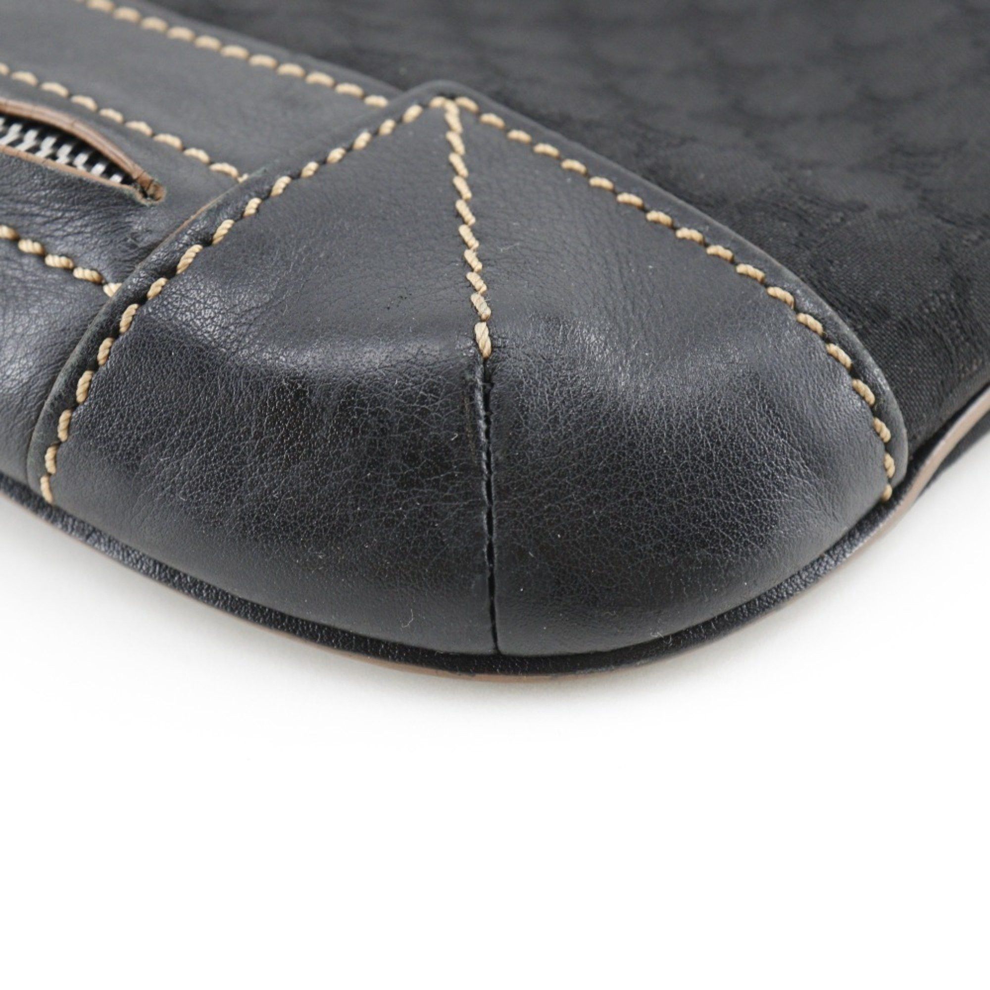 Celine Celine Macadam Shoulder Bag 157112JBU, Nylon Canvas and Leather, Black, A5 Size, Zipper, Unisex Size ONE SIZE - 4 Thumbnail