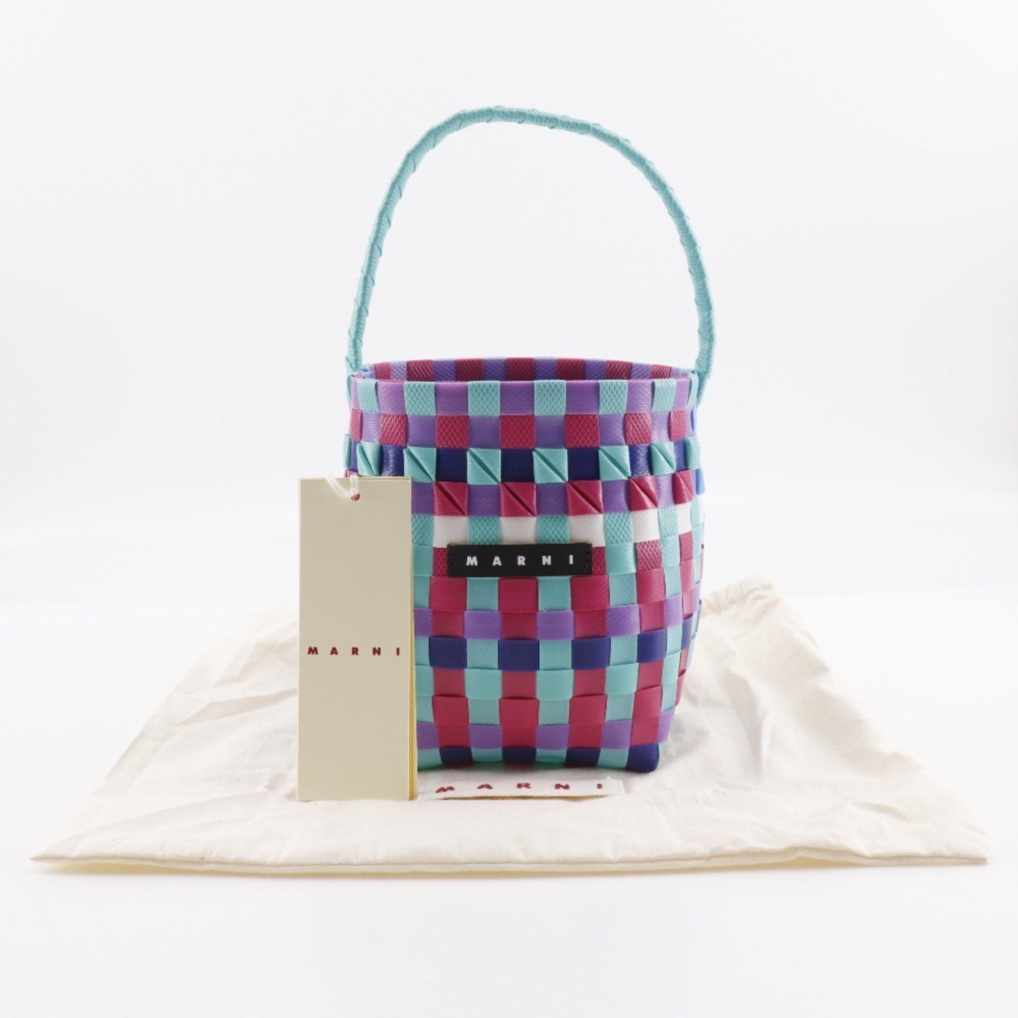Marni MARNI Pod Woven Bucket Handbag with One Handle, M00332 M00IW, Polypropylene, Blue/Multicolor, Open, Women's Size ONE SIZE - 12 Thumbnail