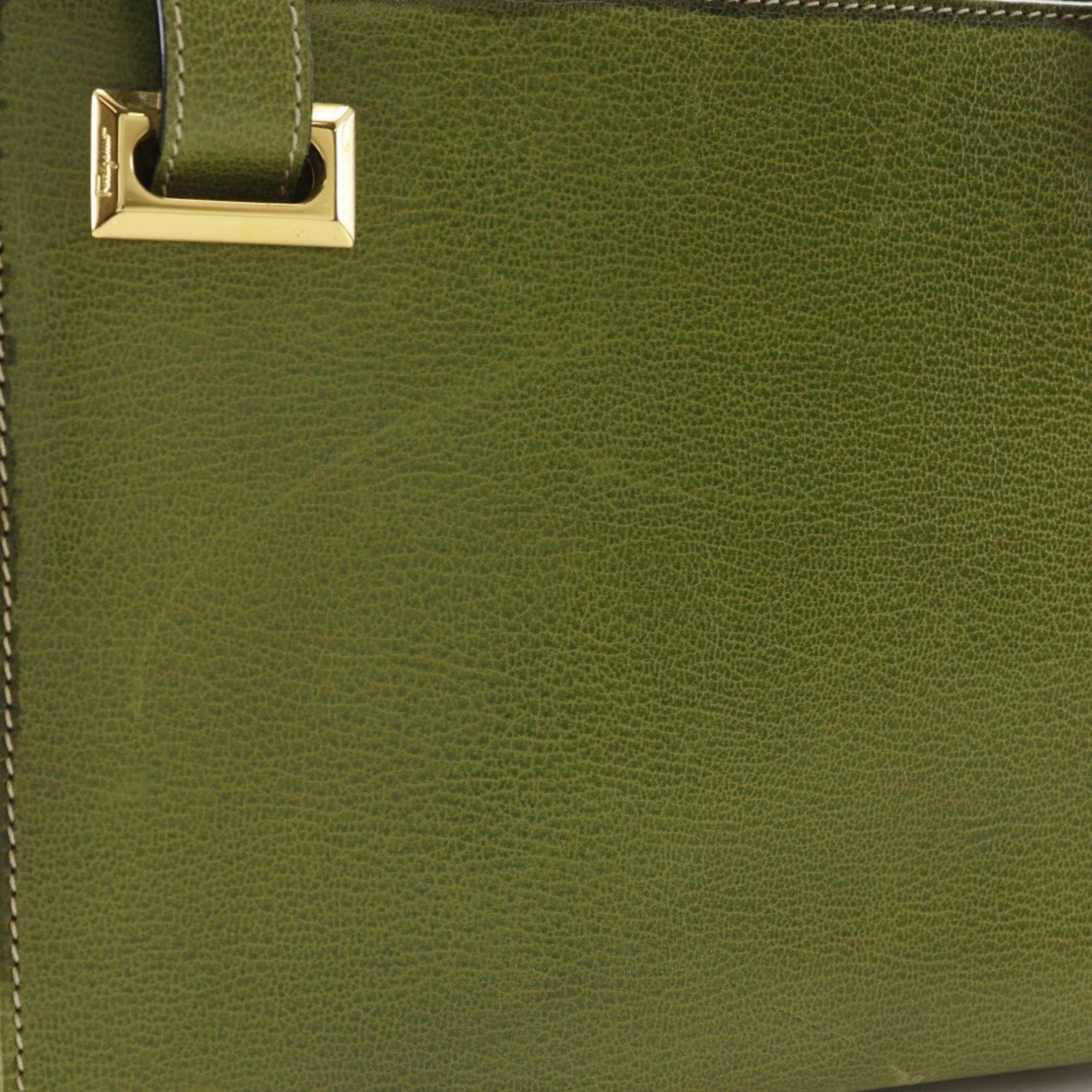 Salvatore Ferragamo Salvatore Ferragamo shoulder bag E21.2709, green leather with zipper, for women Size ONE SIZE - 7 Thumbnail