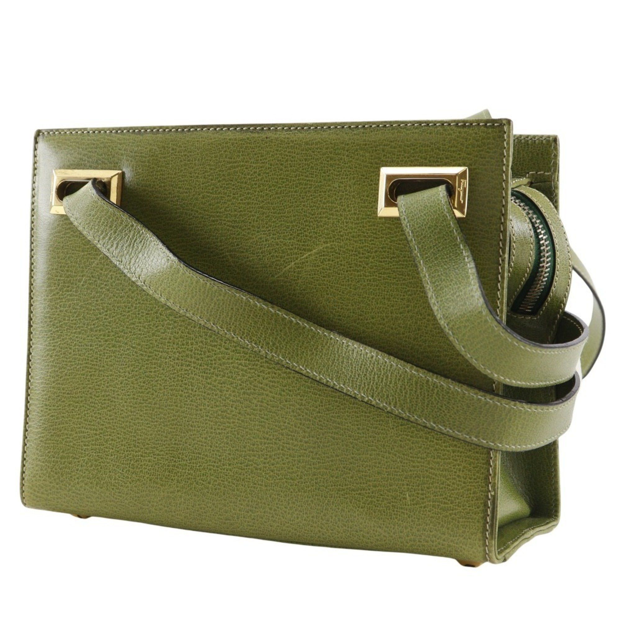 Salvatore Ferragamo Salvatore Ferragamo shoulder bag E21.2709, green leather with zipper, for women Size ONE SIZE - 2 Thumbnail