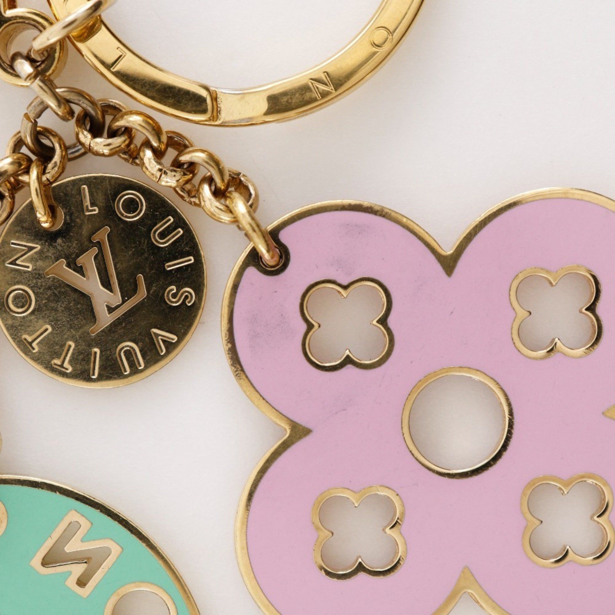 Louis Vuitton Louis Vuitton Portocle Looping Keychain Bag Charm M66006 Gold Plated Pink/Green CX0079 Women's Size ONE SIZE - 3 Thumbnail