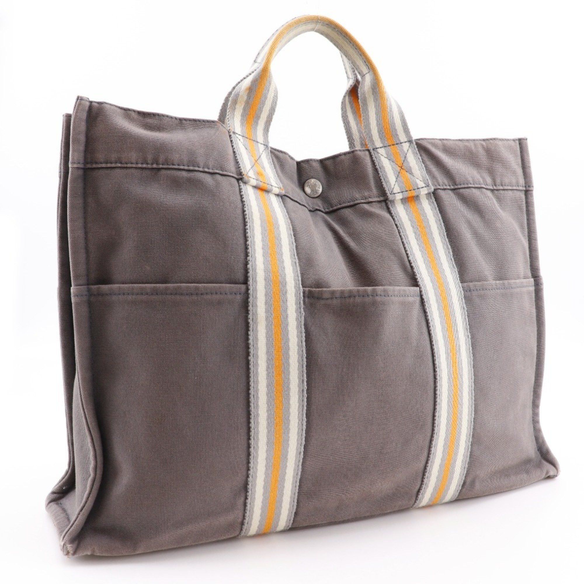 Hermes Hermes Hermès Fourre Tout MM Handbag, Ginza Exclusive, Cotton Canvas Tote Bag, Gray, A4 Size, Snap Buttons, Unisex Size ONE SIZE - 3 Thumbnail