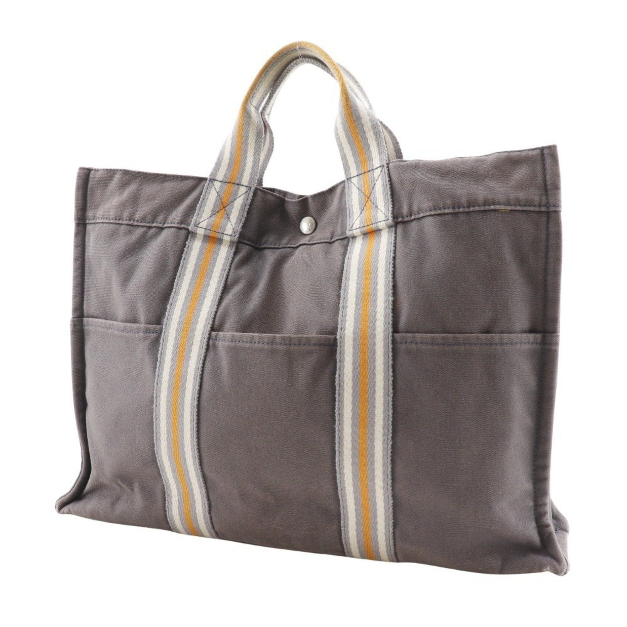 Hermes Hermes Hermès Fourre Tout MM Handbag, Ginza Exclusive, Cotton Canvas Tote Bag, Gray, A4 Size, Snap Buttons, Unisex Size ONE SIZE - 2 Thumbnail