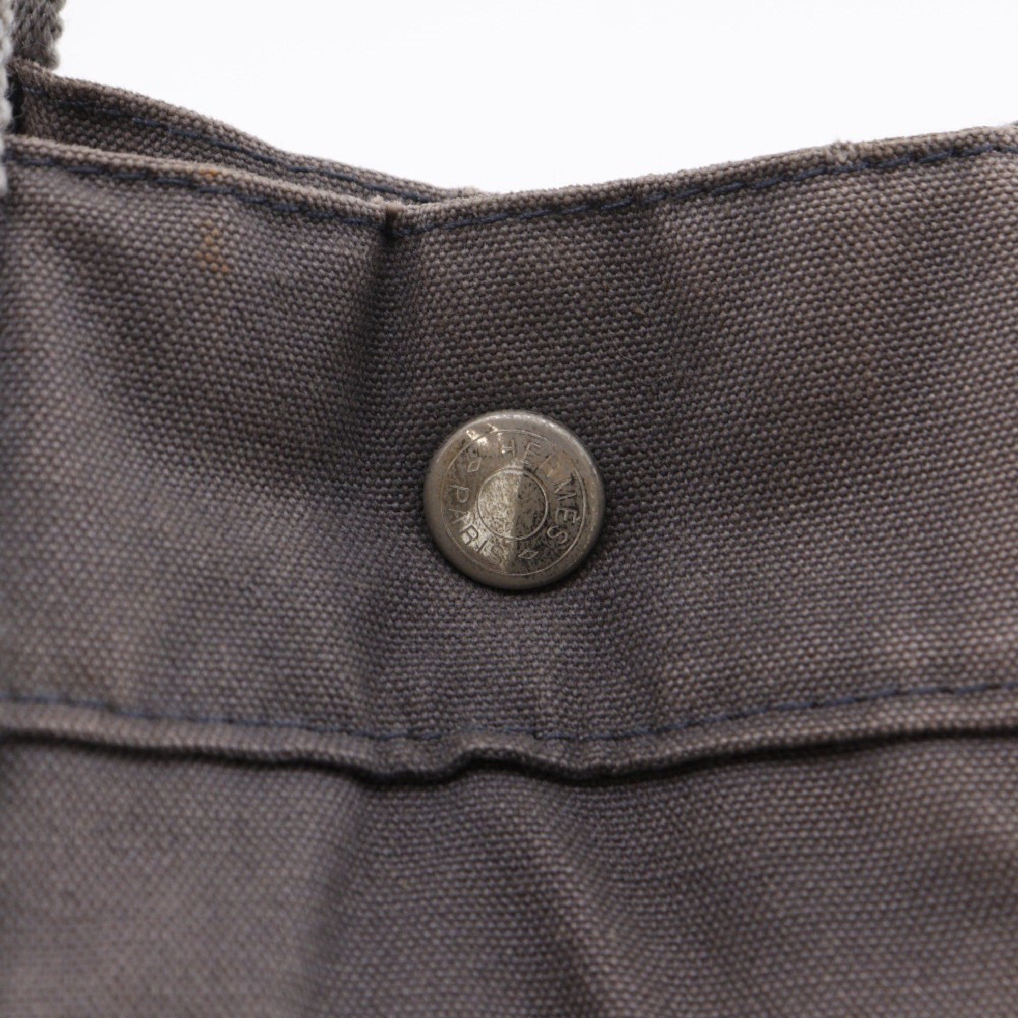 Hermes Hermes Hermès Fourre Tout MM Handbag, Ginza Exclusive, Cotton Canvas Tote Bag, Gray, A4 Size, Snap Buttons, Unisex Size ONE SIZE - 17 Thumbnail