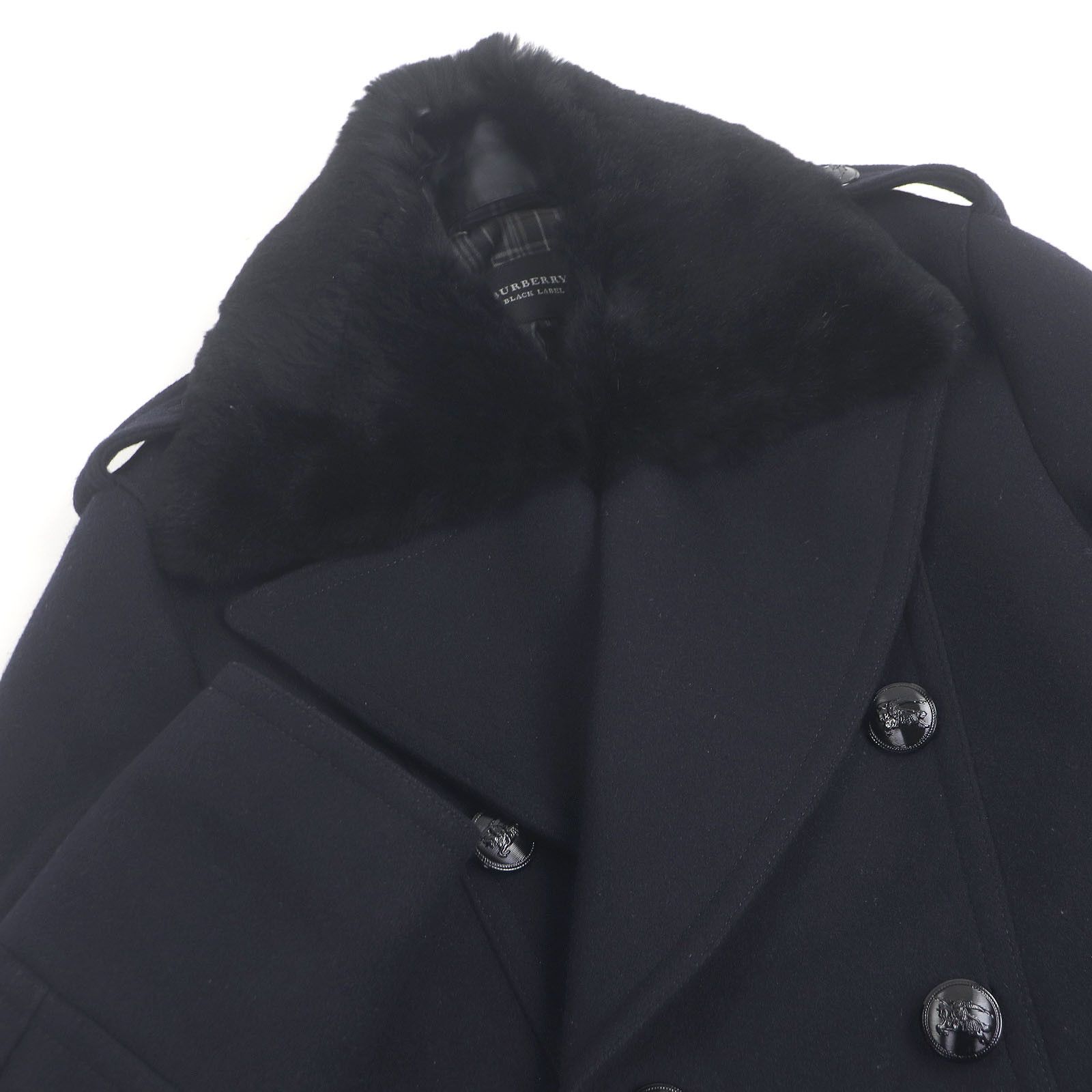 Burberry Burberry Burberry Black Label Rabbit Fur Double-breasted Coat Natural Material Outerwear DUTY FREE for USA Size ONE SIZE - 2 Thumbnail