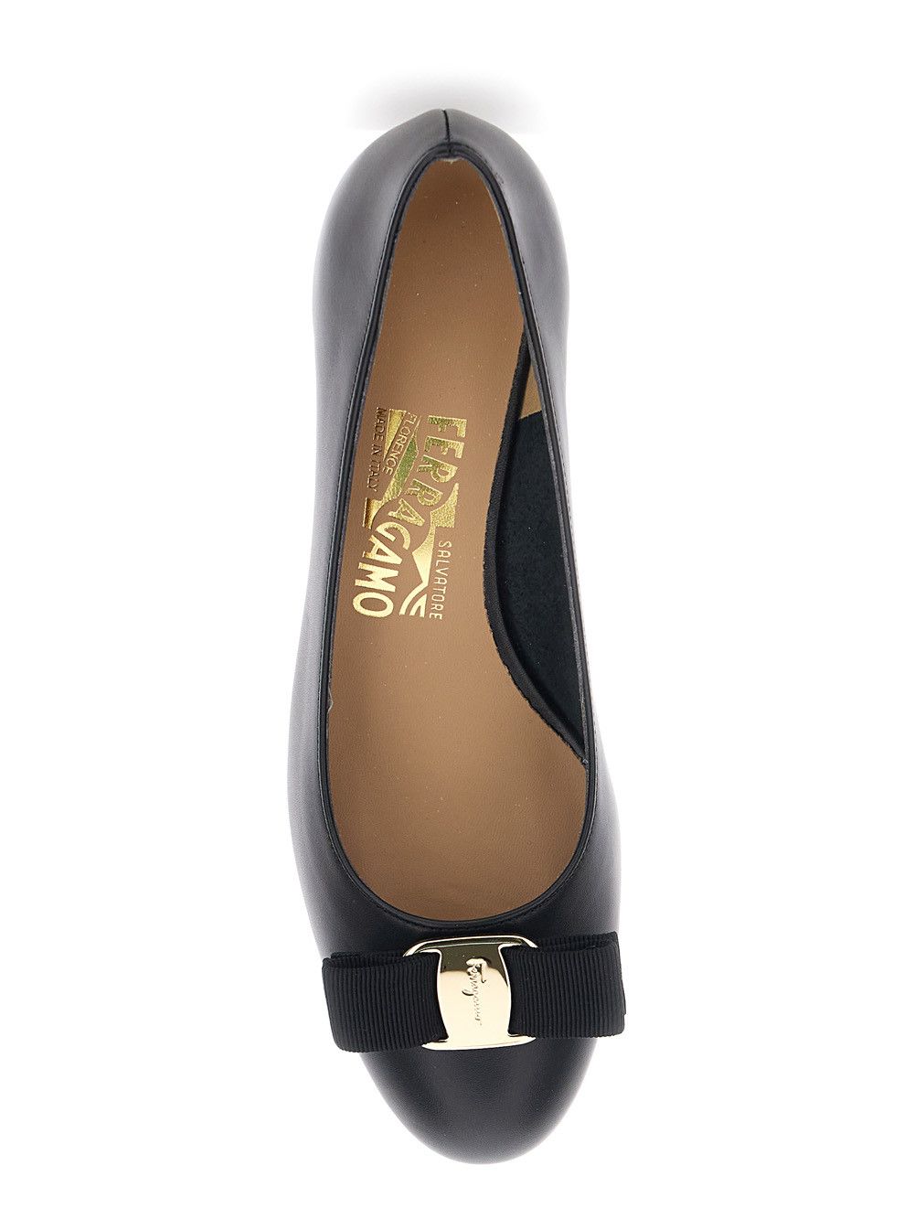 Salvatore Ferragamo Vara' Low Block Heel Pumps with Logo Plate on the Front in Black Leather for Women Size US 7.5 / IT 37.5 - 4 Thumbnail