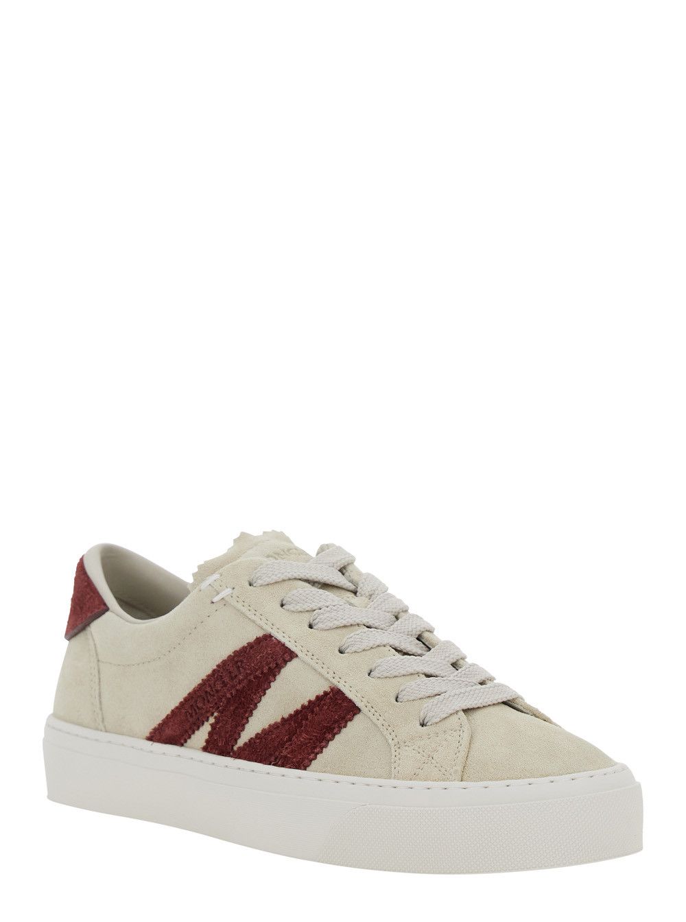 Moncler White Low Top Sneakers with Logo Detail on the Side and Logo Patch on the Tongue in Leather Woman Size US 7 / IT 37 - 2 Thumbnail