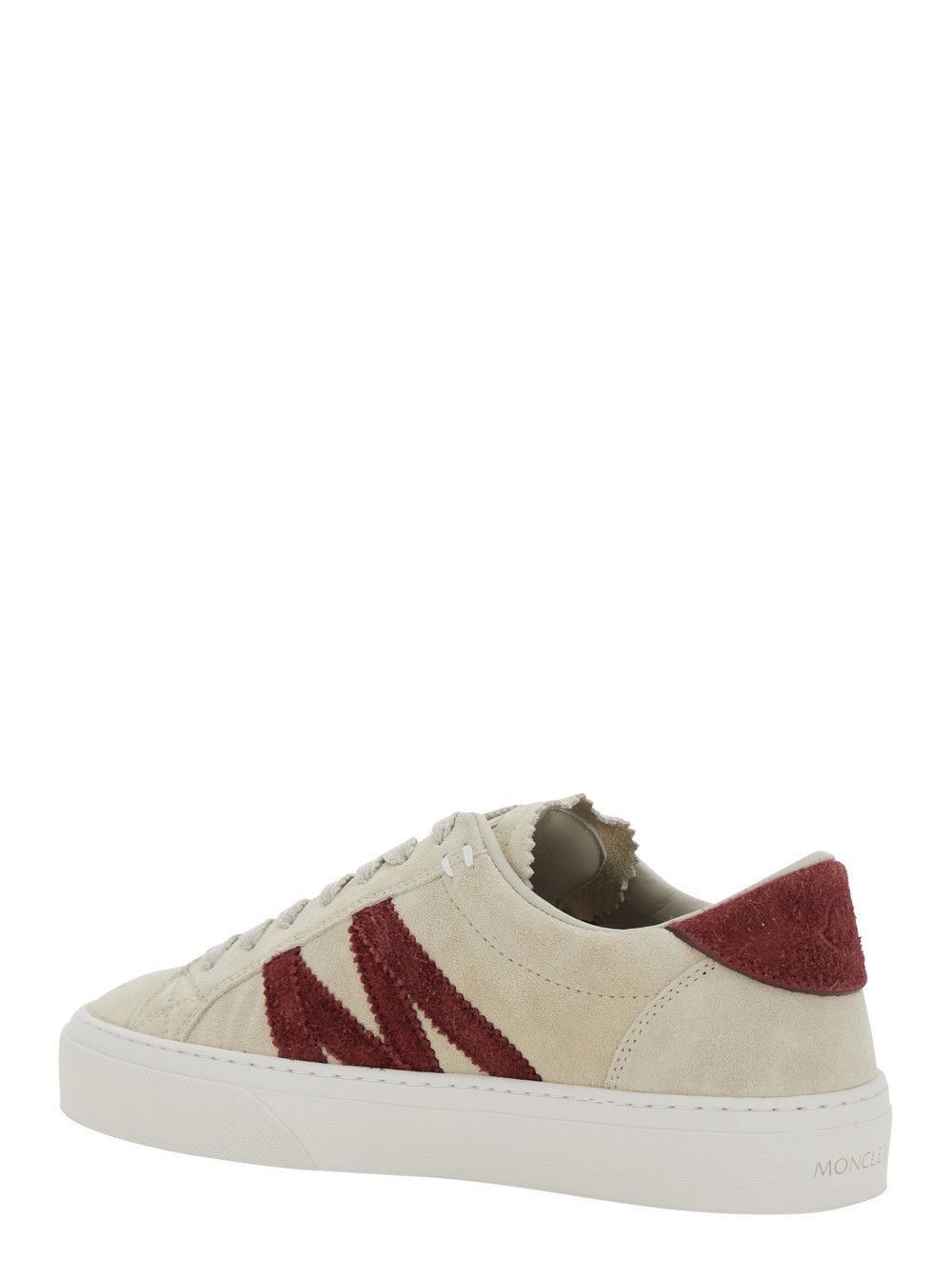 Moncler White Low Top Sneakers with Logo Detail on the Side and Logo Patch on the Tongue in Leather Woman Size US 7 / IT 37 - 3 Thumbnail