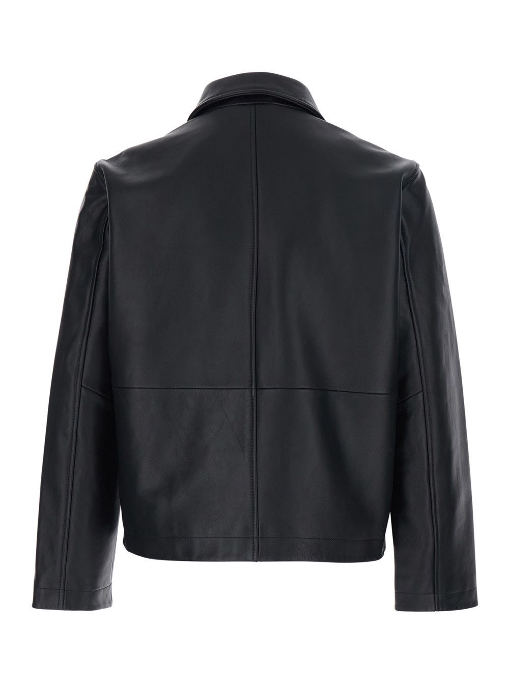 Sunflower Men's '6027BLACK' Crop Jacket with Classic Collar and Dropped Shoulders in Black Leather Size US M / EU 48-50 / 2 - 2 Thumbnail