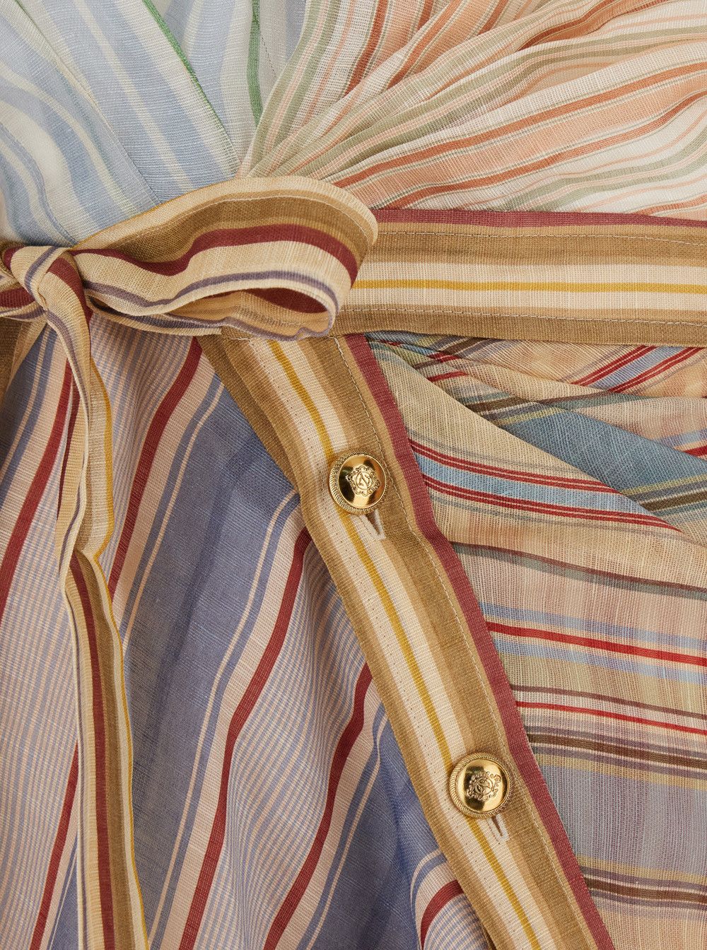 Zimmermann Midi Dress 'Rebellion' with Bow Detail and All-Over Stripes in Linen and Silk Blend Multicolor Women Size S / US 4 / IT 40 - 3 Thumbnail