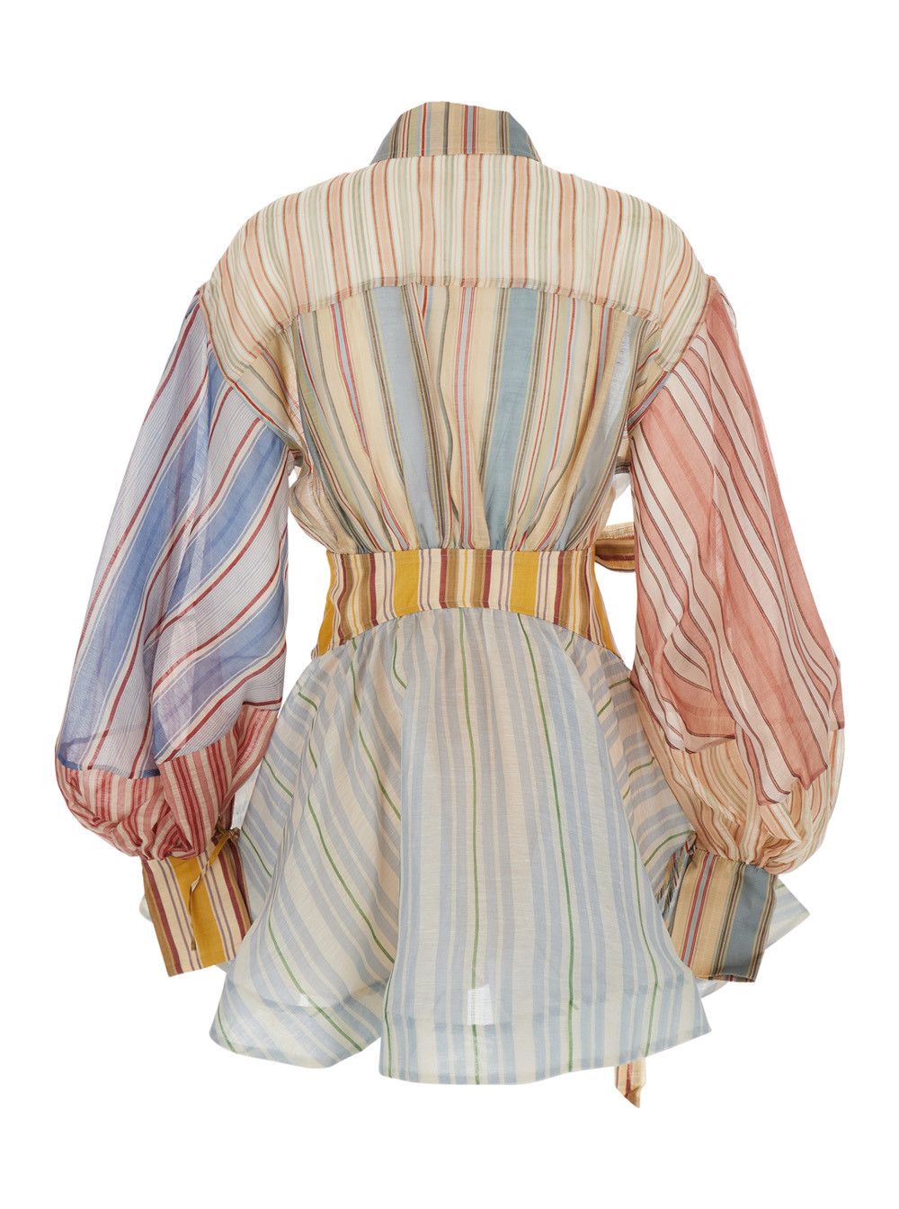 Zimmermann Midi Dress 'Rebellion' with Bow Detail and All-Over Stripes in Linen and Silk Blend Multicolor Women Size S / US 4 / IT 40 - 2 Thumbnail