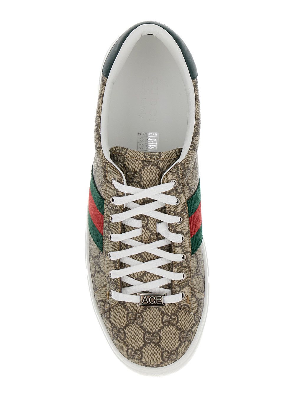 Gucci 'Gucci Ace' Beige and Ebony Low Top Sneakers with Web Detail in GG Canvas for Men Size US 10 / EU 43 - 4 Thumbnail