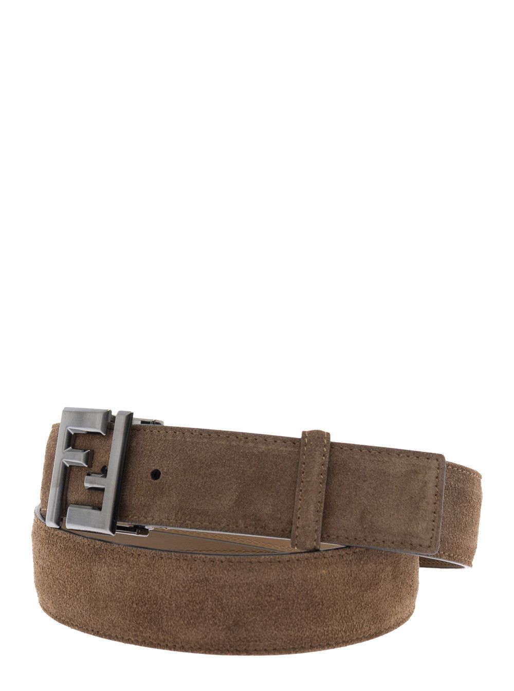 Fendi Brown Leather Belt with FF Buckle in Suede Man Size ONE SIZE - 2 Thumbnail