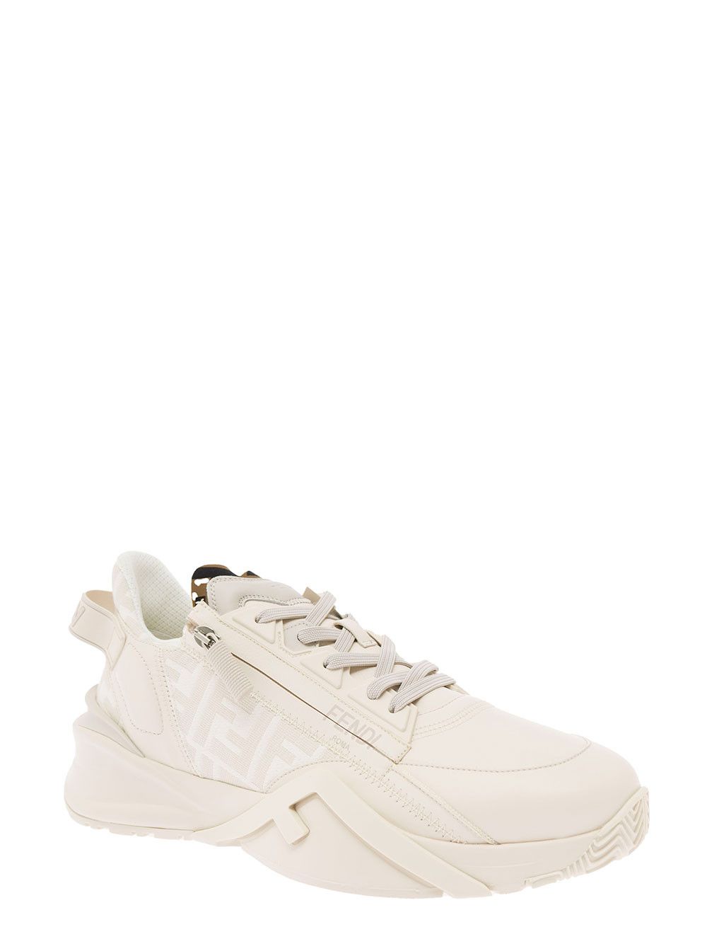 Fendi 'Fendi Flow' White Sneaker with FF Jacquard Logo Print in Leather Man Size US 7 / EU 40 - 2 Thumbnail