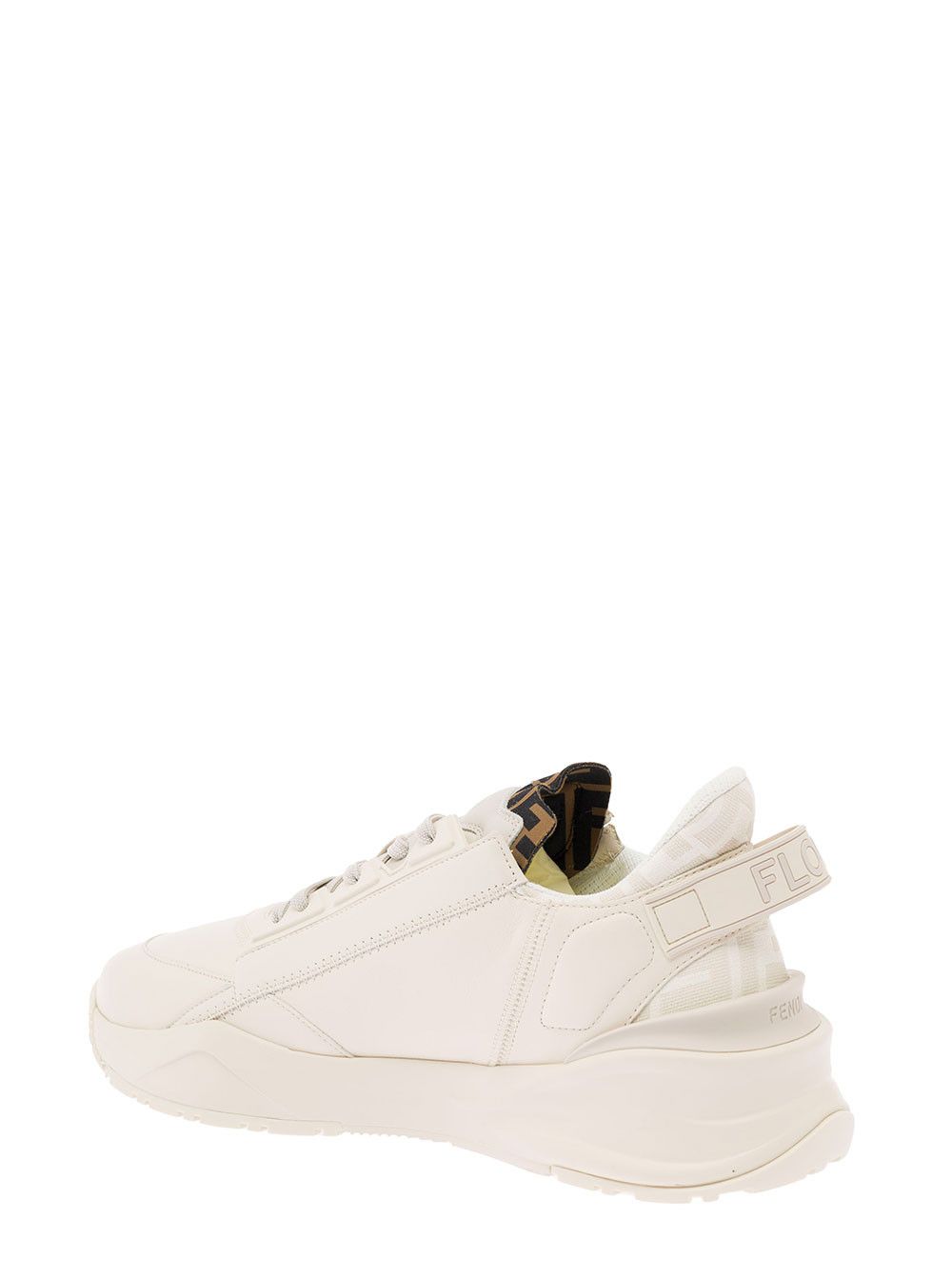 Fendi 'Fendi Flow' White Sneaker with FF Jacquard Logo Print in Leather Man Size US 9 / EU 42 - 3 Thumbnail