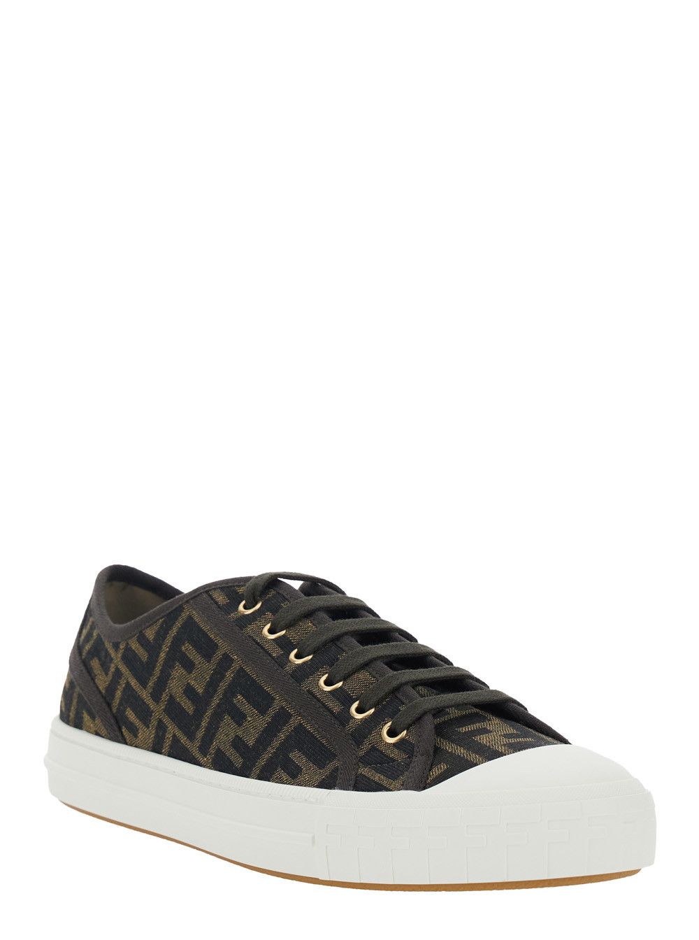 Fendi Brown Sneaker with All-Over FF Motif in Fabric Man Size US 10 / EU 43 - 2 Thumbnail
