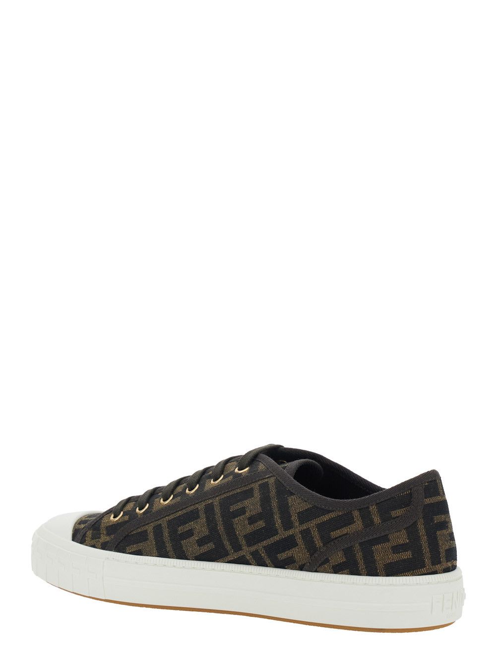 Fendi Brown Sneaker with All-Over FF Motif in Fabric Man Size US 10 / EU 43 - 3 Thumbnail