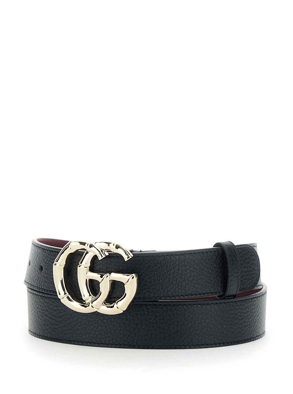 Gucci Black Belt with GG Buckle In Hammered Leather for Women Size ONE SIZE - 2 Thumbnail