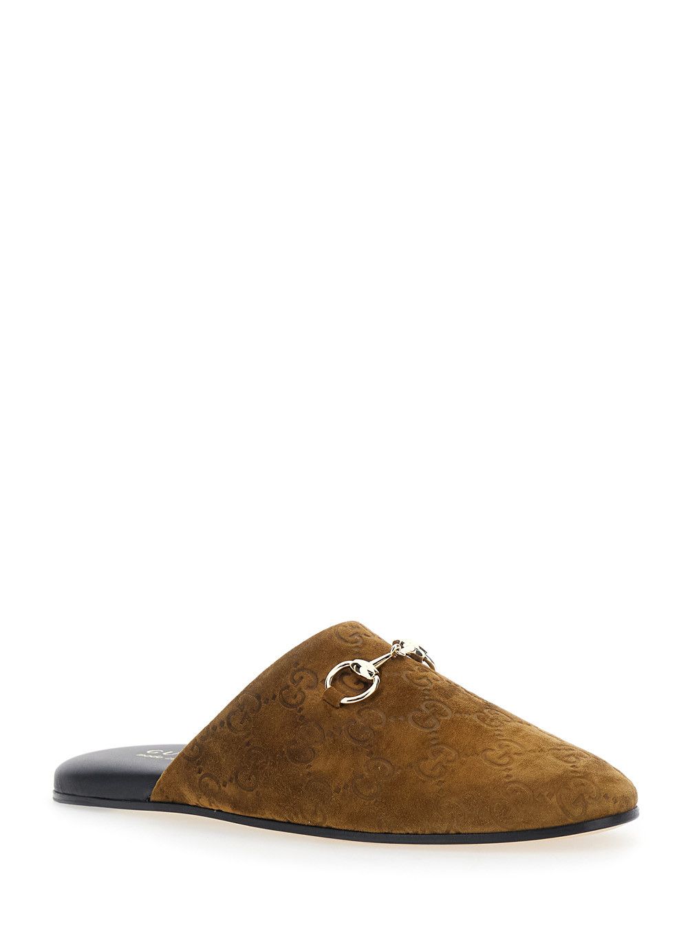 Gucci Brown Mule with Horsebit on the Front and All-Over GG Motif in Suede Woman Size US 10 / IT 40 - 2 Thumbnail