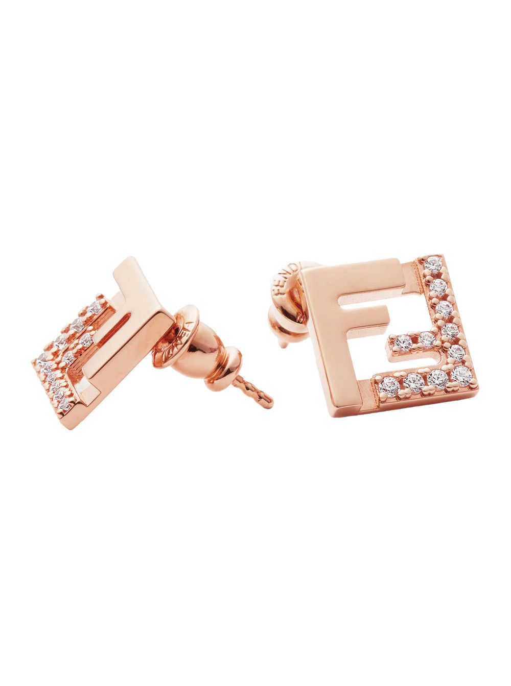 Fendi Pink Earrings with Crystal Decoration in Brass for Women Size ONE SIZE - 2 Thumbnail