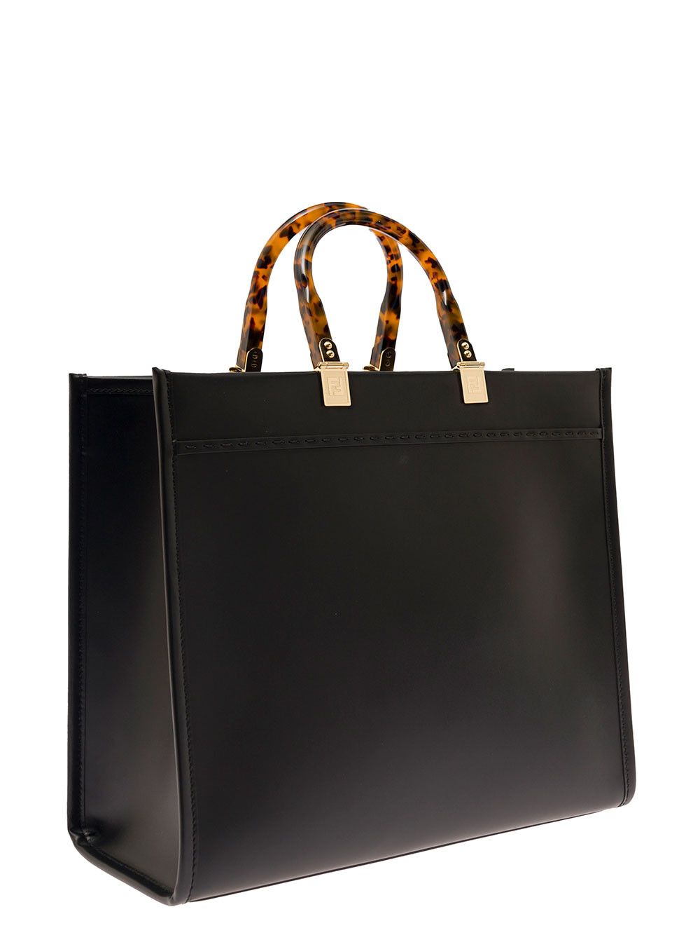 Fendi 'Sunshine' Black Handbag with Embossed Logo and Turtle Effect Handle in Leather Woman Size ONE SIZE - 2 Thumbnail