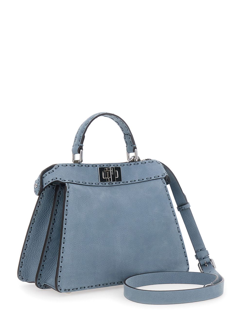 Fendi 'Peekaboo ISeeU Small' Light Blue Handbag with Shoulder Strap in Roman Leather Woman Size ONE SIZE - 3 Thumbnail