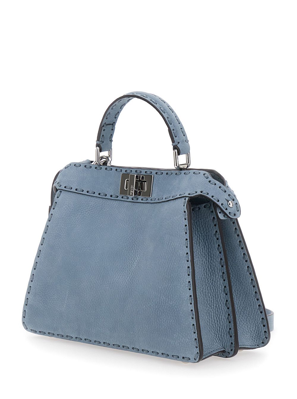 Fendi 'Peekaboo ISeeU Small' Light Blue Handbag with Shoulder Strap in Roman Leather Woman Size ONE SIZE - 2 Thumbnail