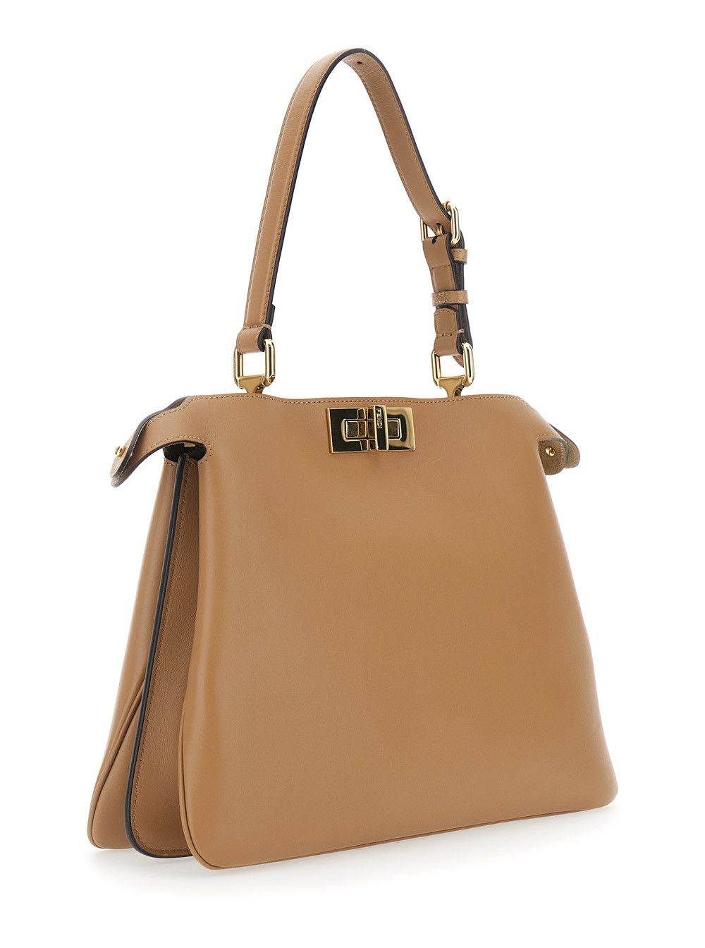 Fendi 'Peekaboo Soft Medium' Beige Handbag with Adjustable and Removable Handle and Turn Lock Closure on Both Sides in Leather Women Size ONE SIZE - 3 Thumbnail