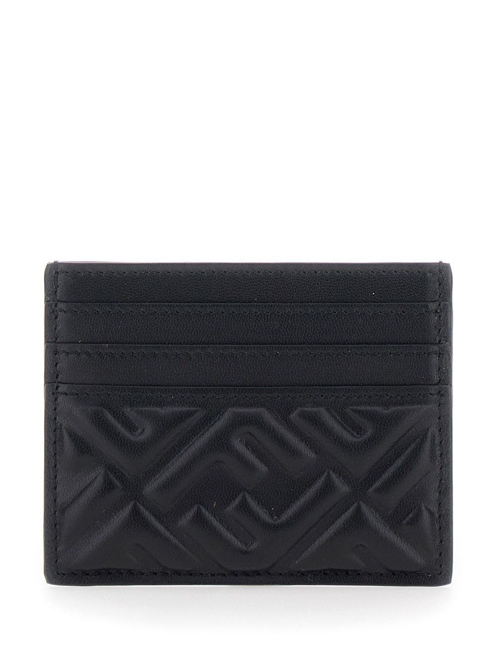 Fendi Black Card Holder with FF Relief Motif in Leather for Women Size M / US 6-8 / IT 42-44 - 3 Thumbnail