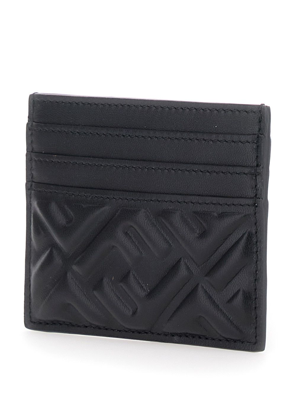 Fendi Black Card Holder with FF Relief Motif in Leather for Women Size M / US 6-8 / IT 42-44 - 2 Thumbnail