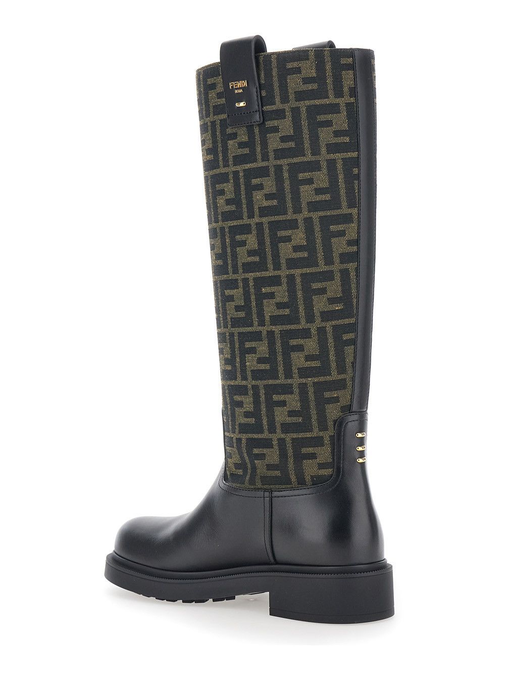 Fendi Boots with All-Over FF Motif and Side Logo Lettering in Leather and Tech Fabric Black Women Size US 6 / IT 36 - 3 Thumbnail