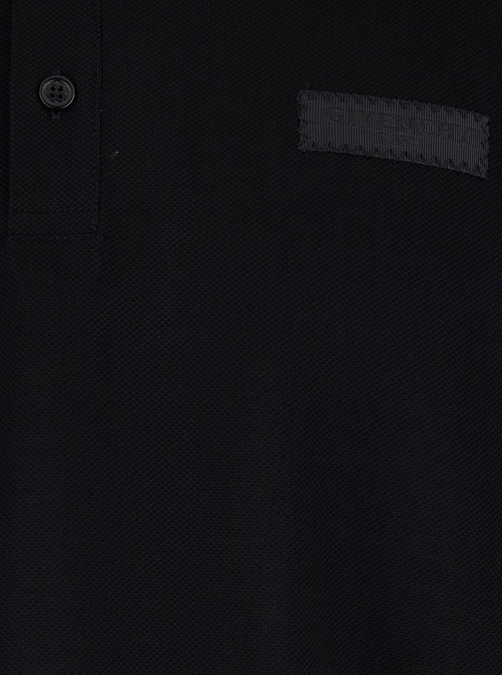 Givenchy Black Long-Sleeved Polo Shirt with Logo Patch on Chest In Cotton for Men Size US L / EU 52-54 / 3 - 3 Thumbnail