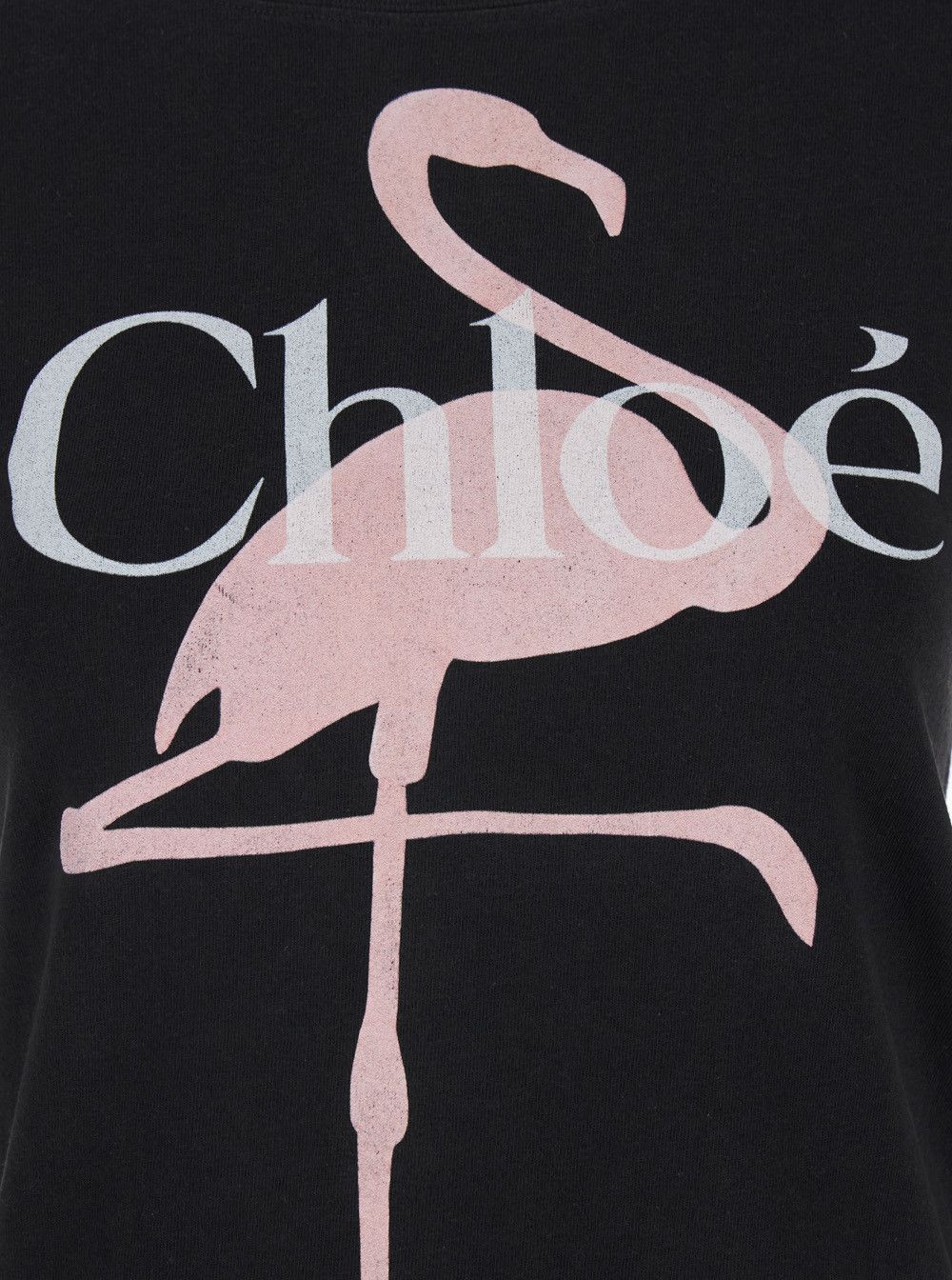 Chloe Black Crew Neck T-Shirt with Large Logo Print on the Front in Cotton for Women Size S / US 4 / IT 40 - 3 Thumbnail